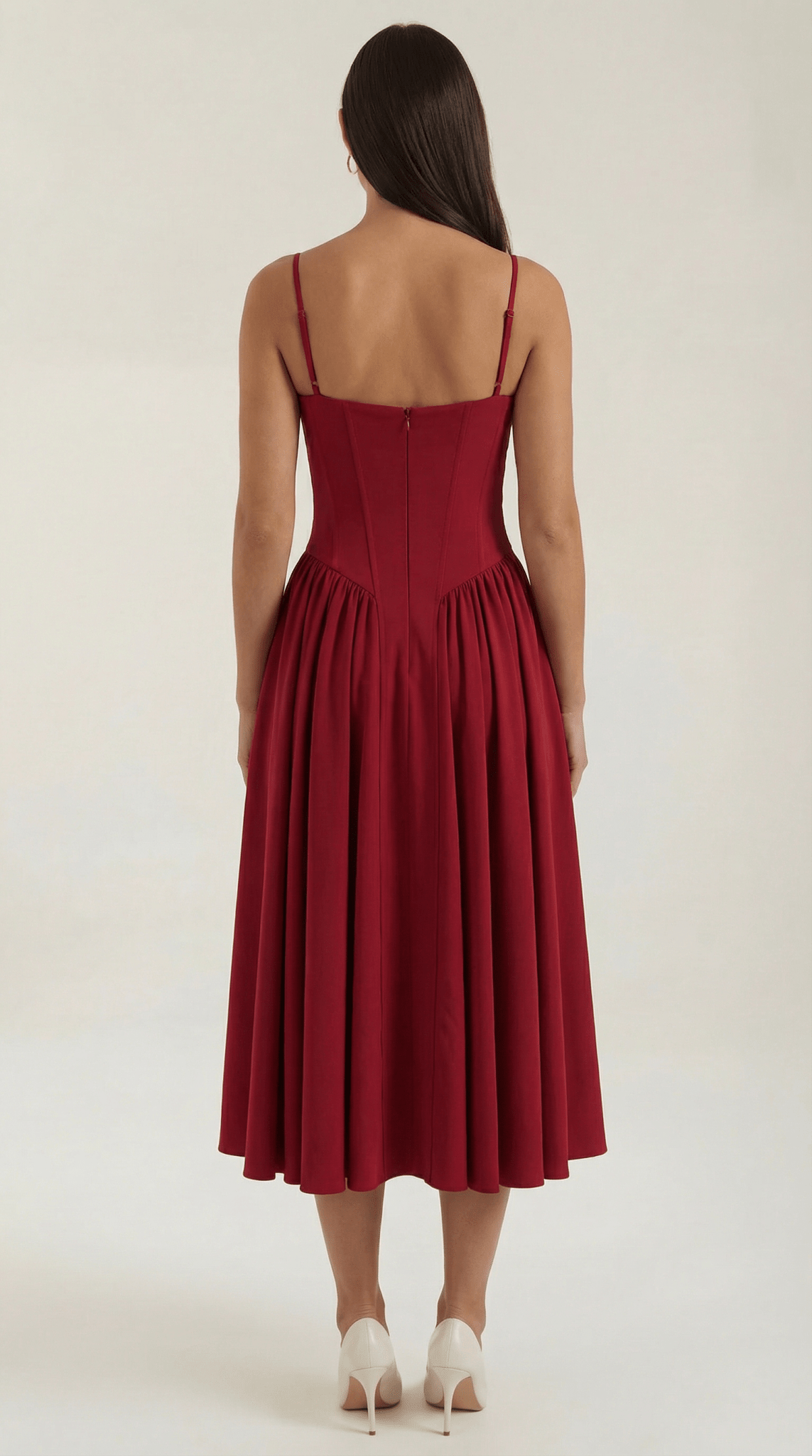 Women Midi Dress Corset Fit Sweetheart Neckline Design - Hudson Harper - Women Midi Dress