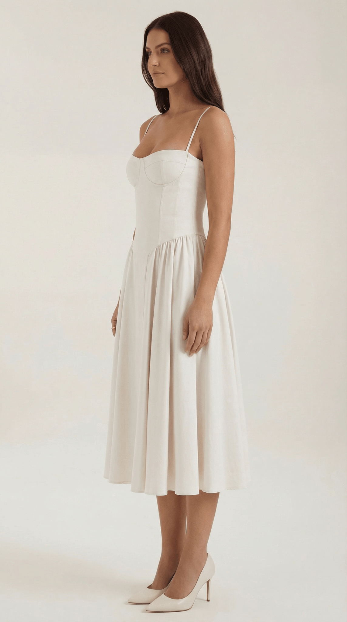 Women Midi Dress Corset Fit Sweetheart Neckline Design - Hudson Harper - Women Midi Dress