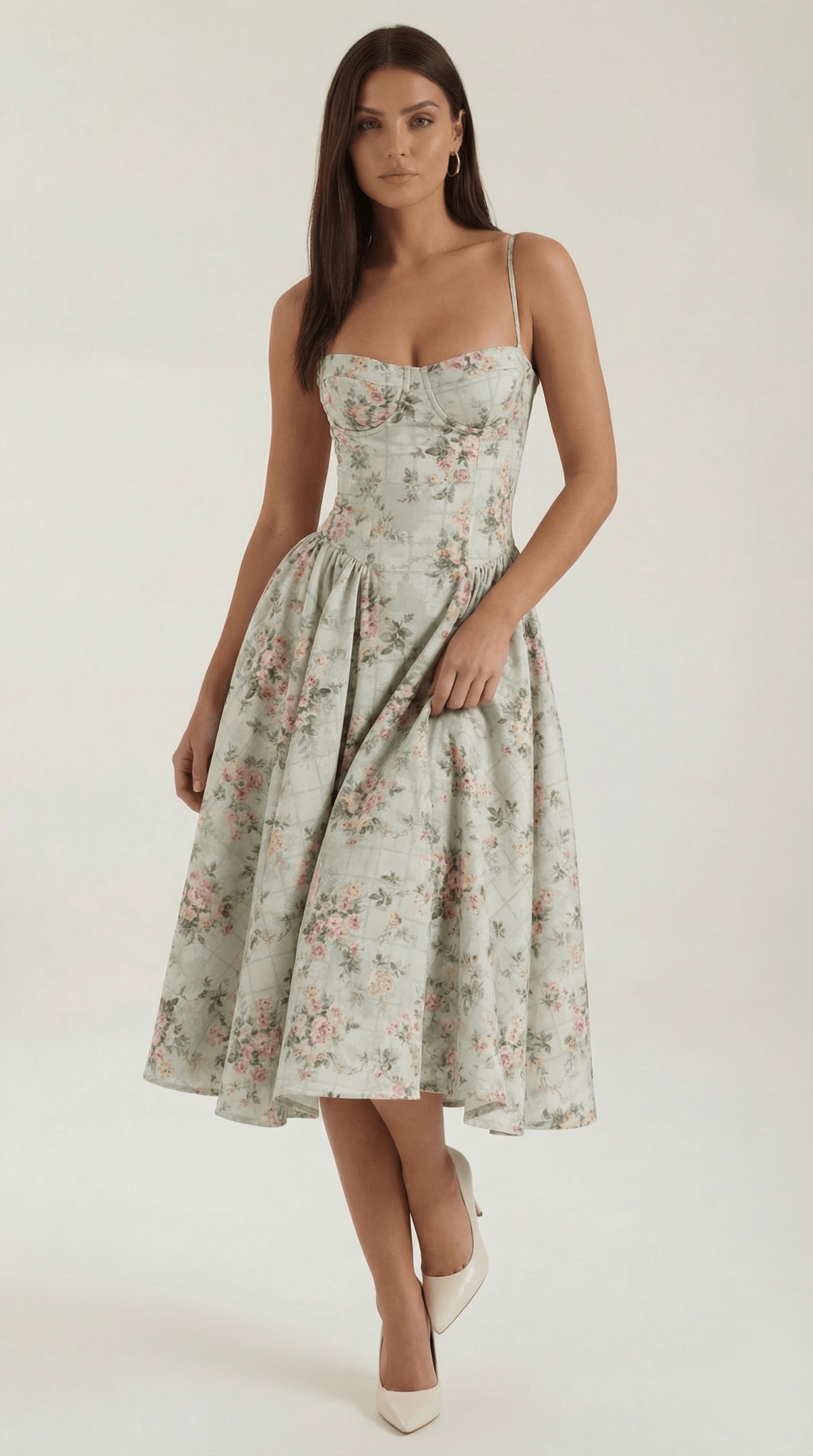 Women Midi Dress Corset Fit Sweetheart Neckline Design - Hudson Harper - Women Midi Dress