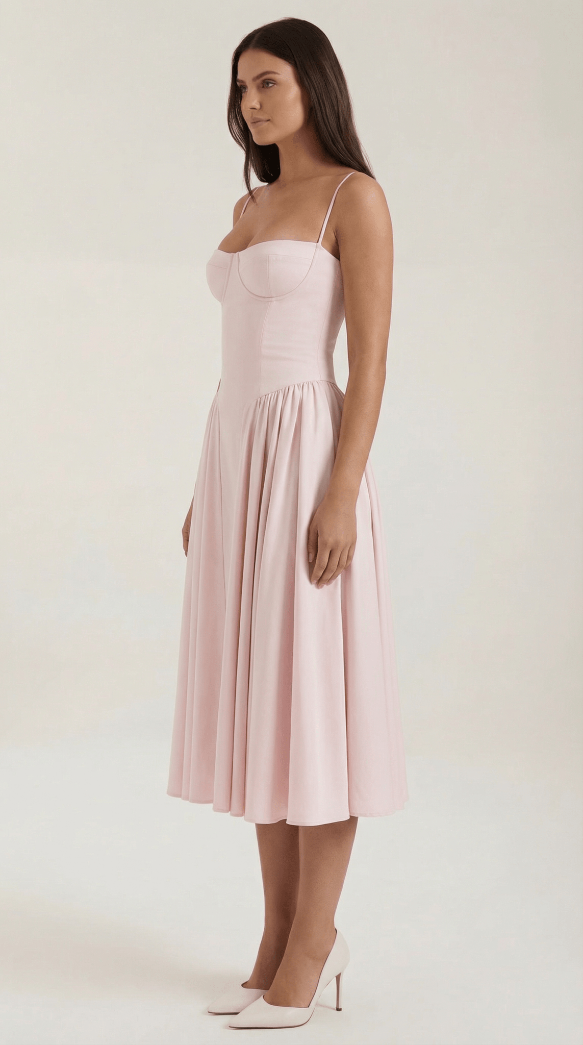 Women Midi Dress Corset Fit Sweetheart Neckline Design - Hudson Harper - Women Midi Dress