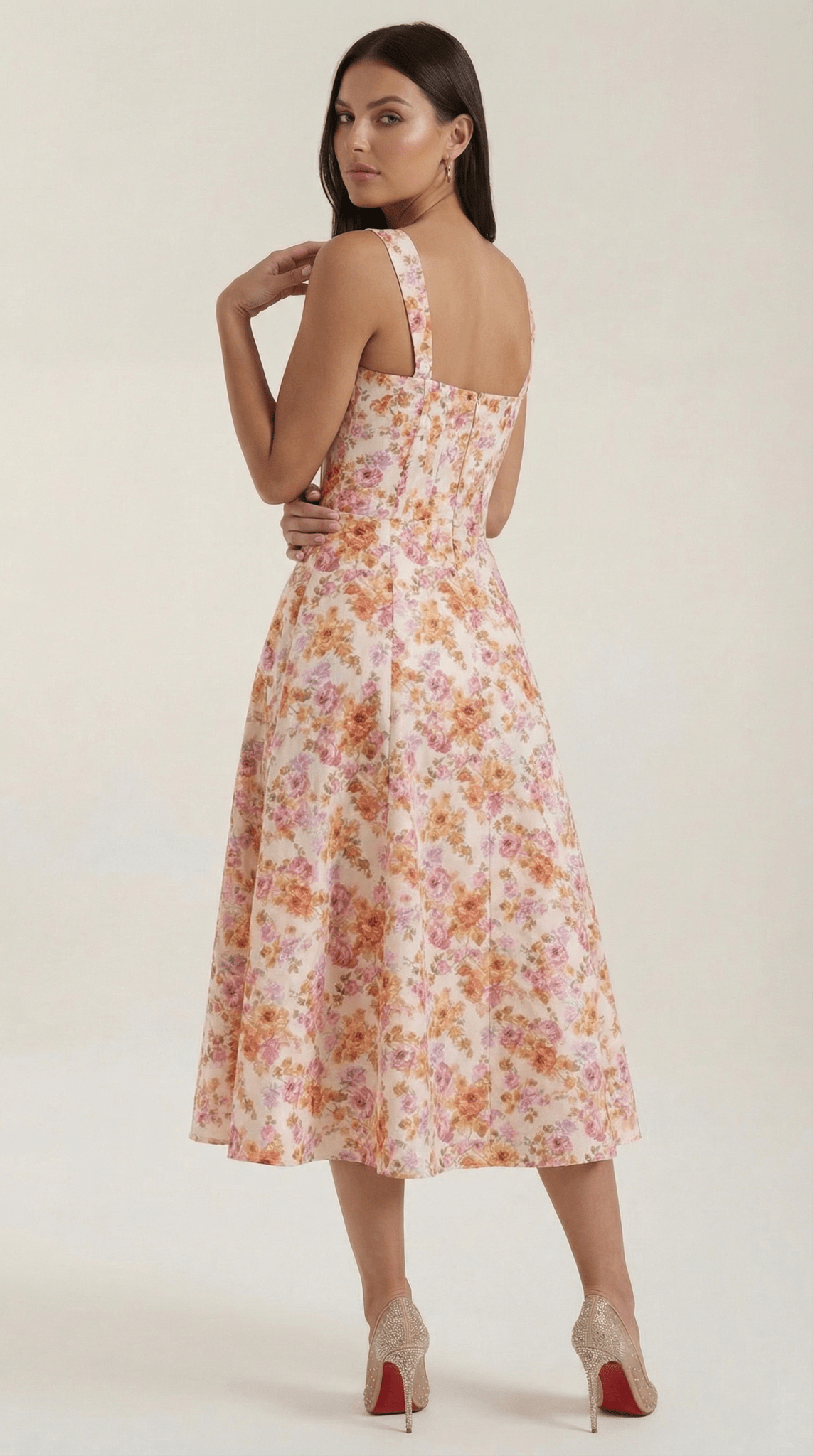 Women Midi Dress Sweetheart Neckline A - Line Silhouette - Hudson Harper - Women Midi Dress