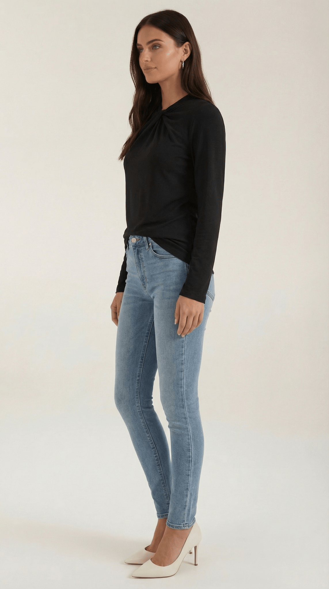 Women's Blouse — Long Sleeve Stand - Up Collar Regular Fit - Hudson Harper - Women Blouse