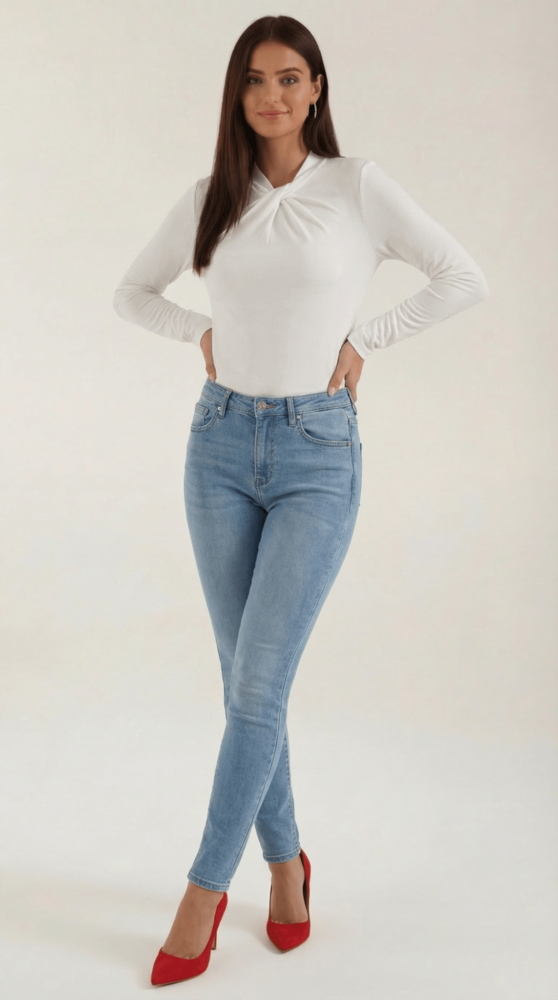 Women's Blouse — Long Sleeve Stand - Up Collar Regular Fit - Hudson Harper - Women Blouse