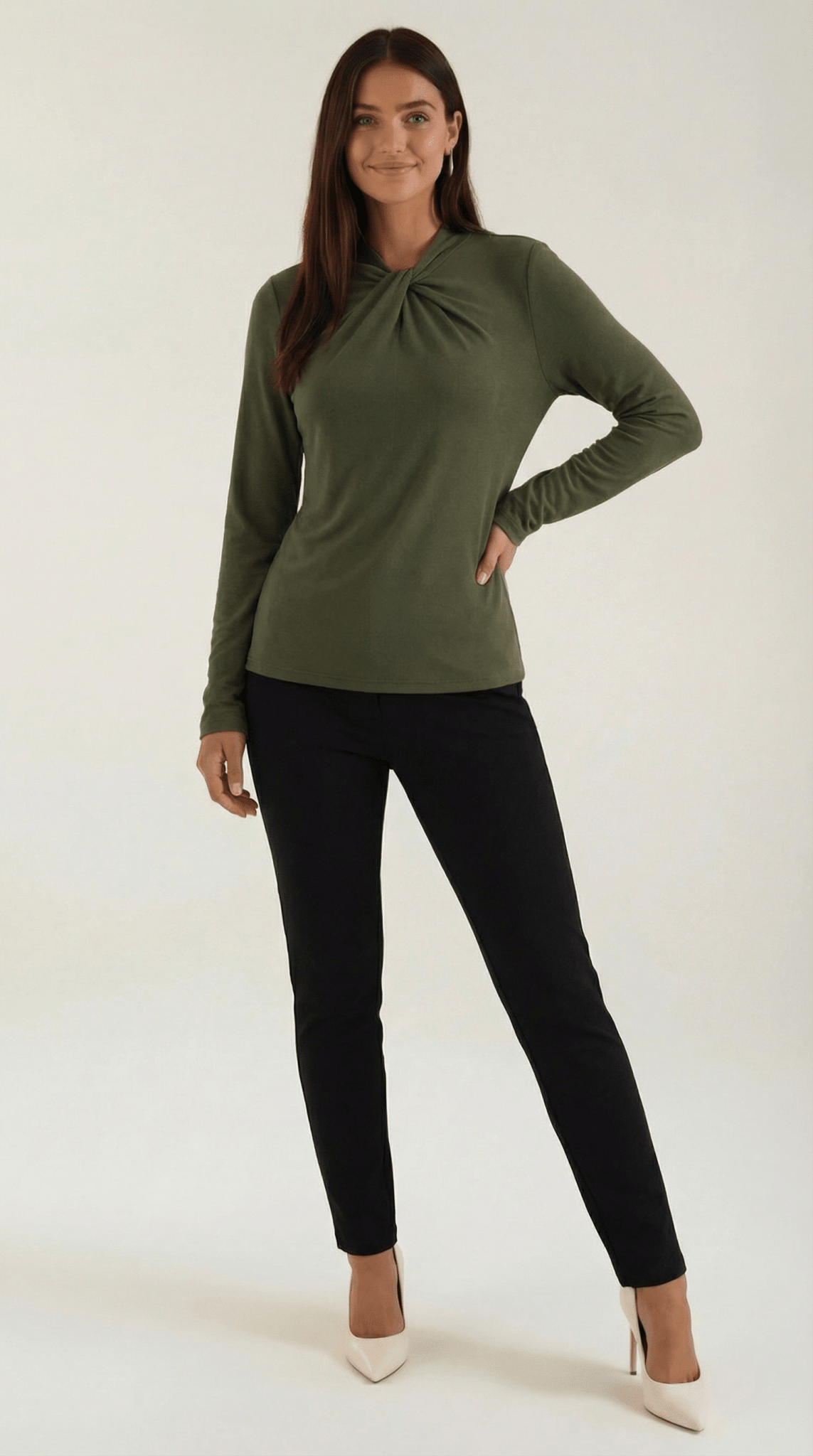 Women's Blouse — Long Sleeve Stand - Up Collar Regular Fit - Hudson Harper - Women Blouse