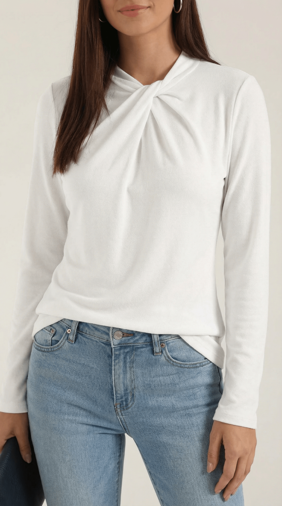 Women's Blouse — Long Sleeve Stand - Up Collar Regular Fit - Hudson Harper - Women Blouse