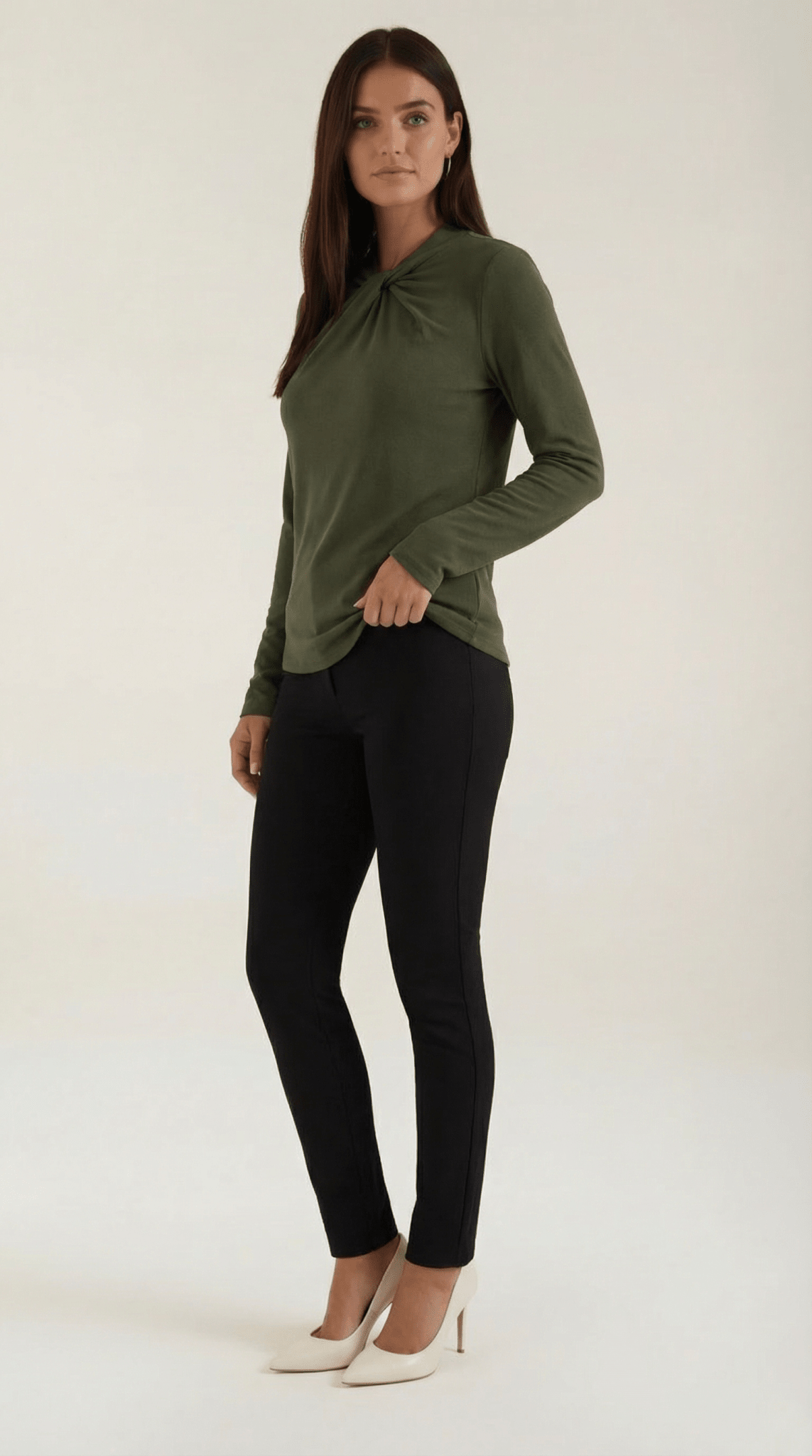 Women's Blouse — Long Sleeve Stand - Up Collar Regular Fit - Hudson Harper - Women Blouse