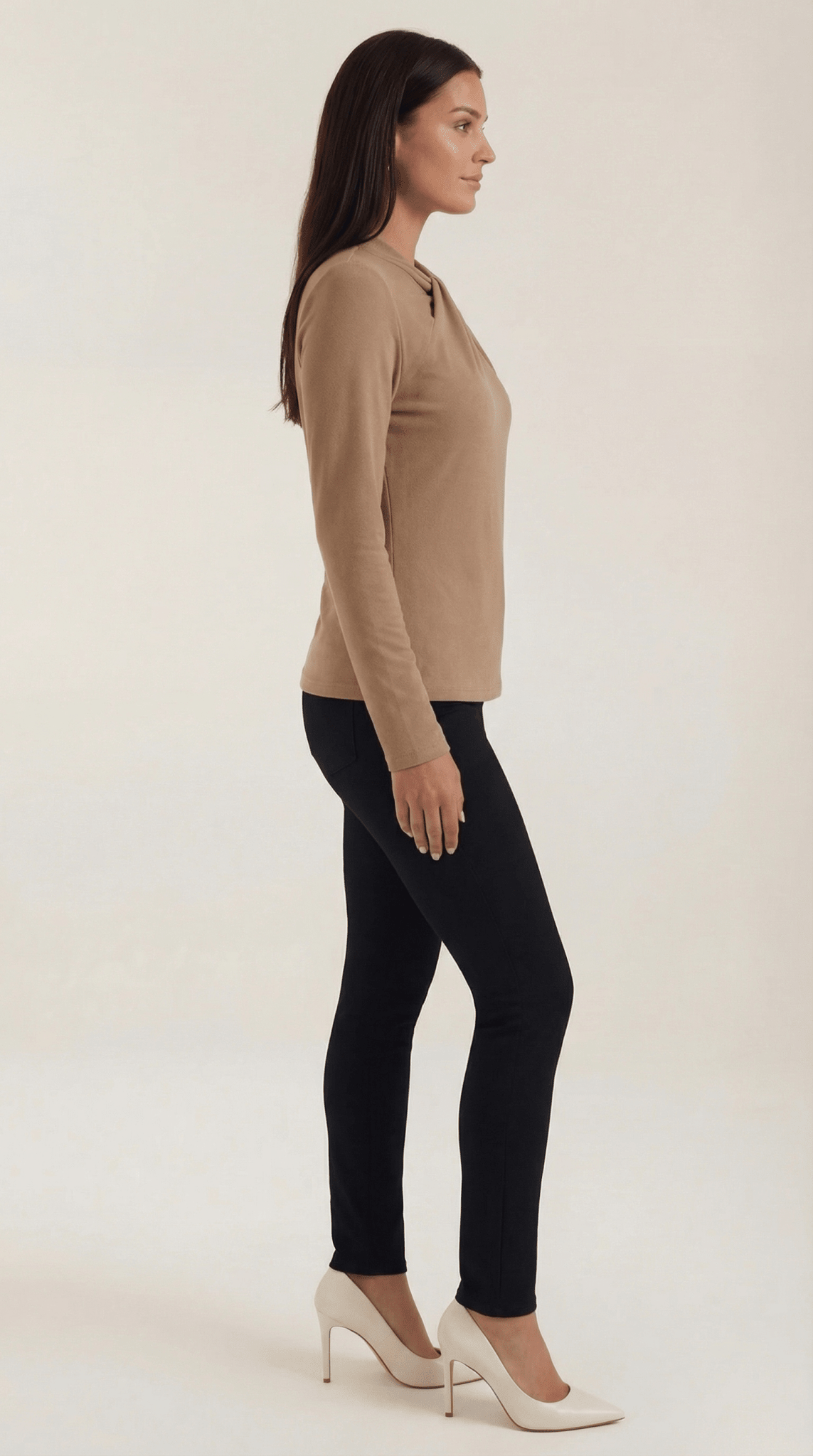 Women's Blouse — Long Sleeve Stand - Up Collar Regular Fit - Hudson Harper - Women Blouse
