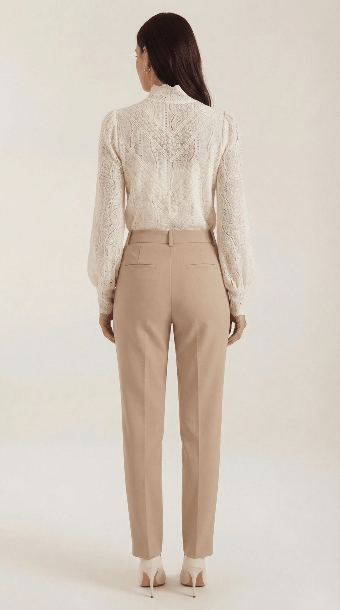 Women's Blouse — Long Sleeve Stand - Up High Collar Neckline - Hudson Harper - Women Blouse