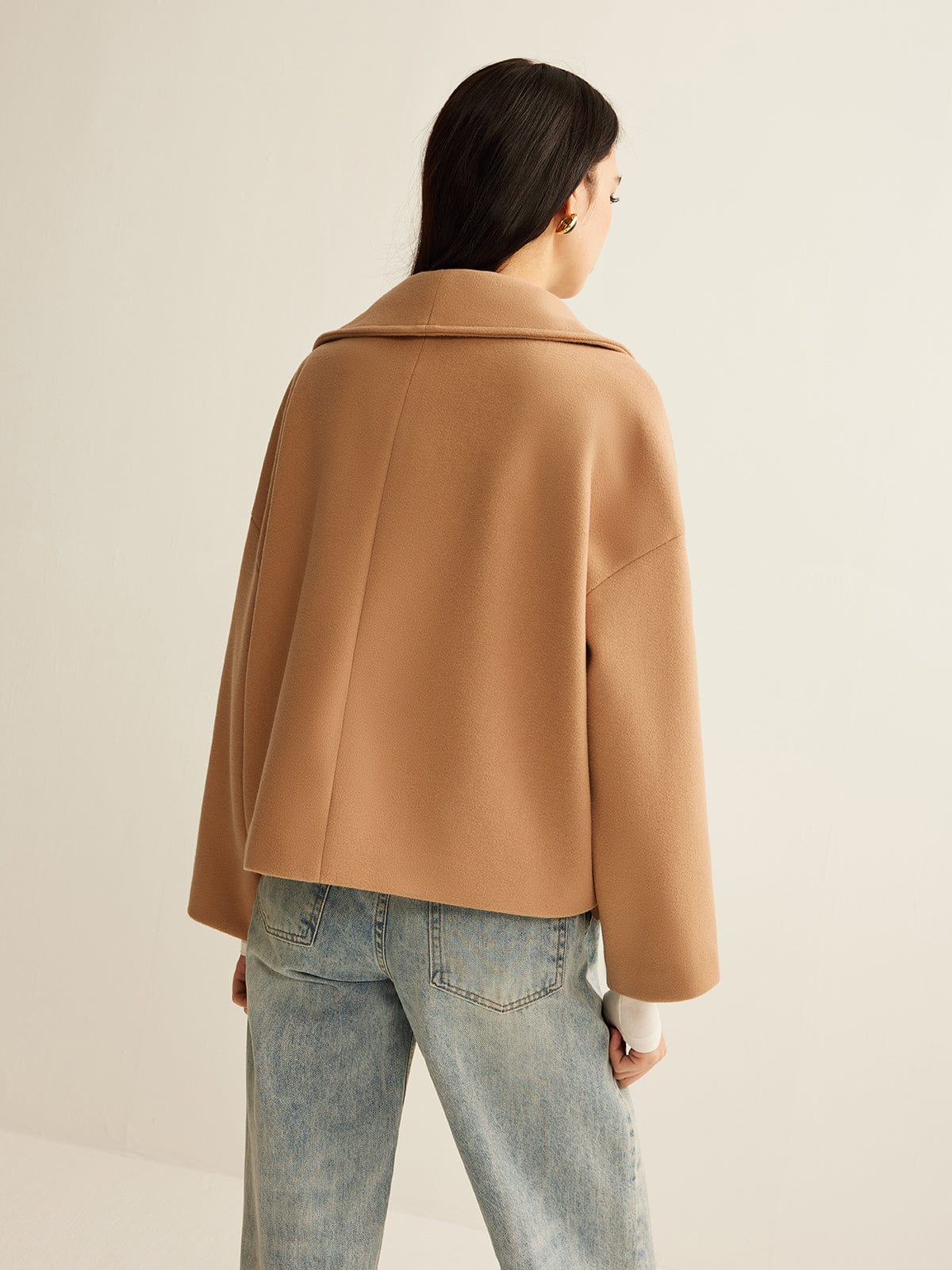 Women's Coat — Cropped Length Loose Fit Double Button Closure - Hudson Harper - Women Coat