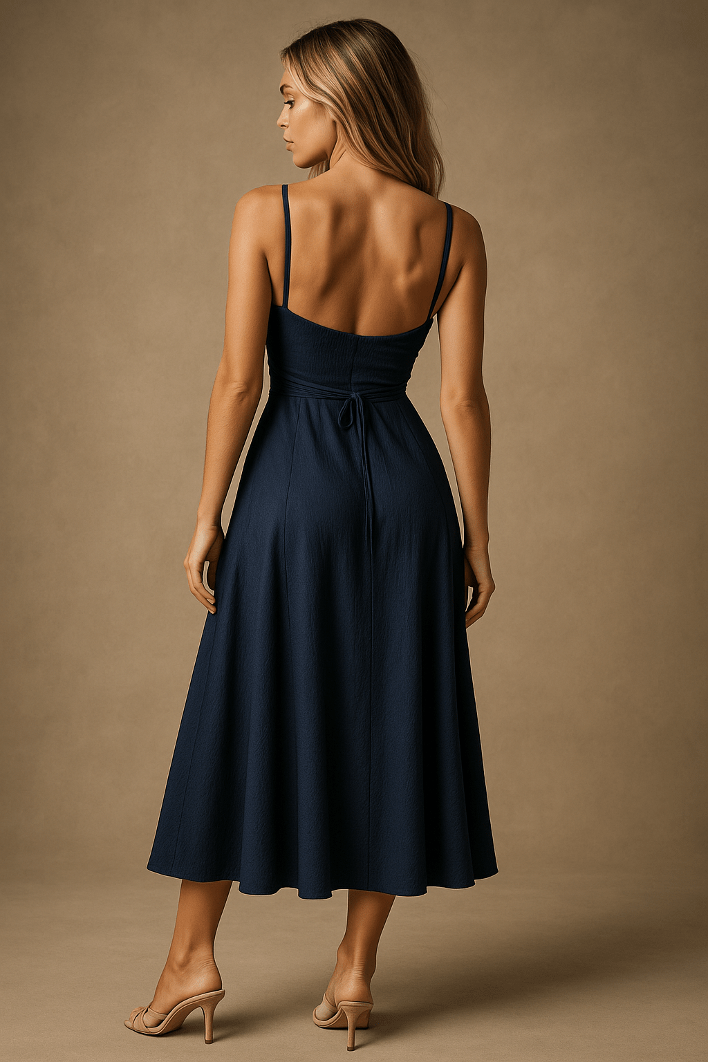 Women's Cocktail Dress — Midi Length A - Line Fit Defined Waist - Hudson Harper - Women Midi Dress