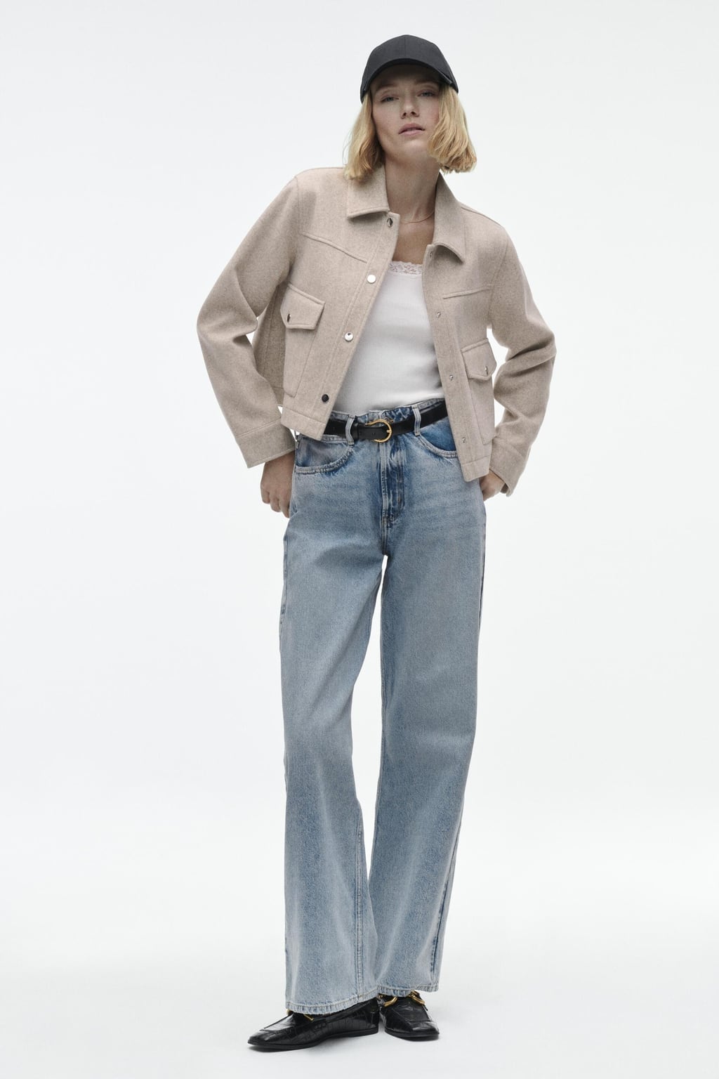 Women's Cropped Jacket — Fitted Classic Collar Flap Pockets - Hudson Harper - Women Jacket