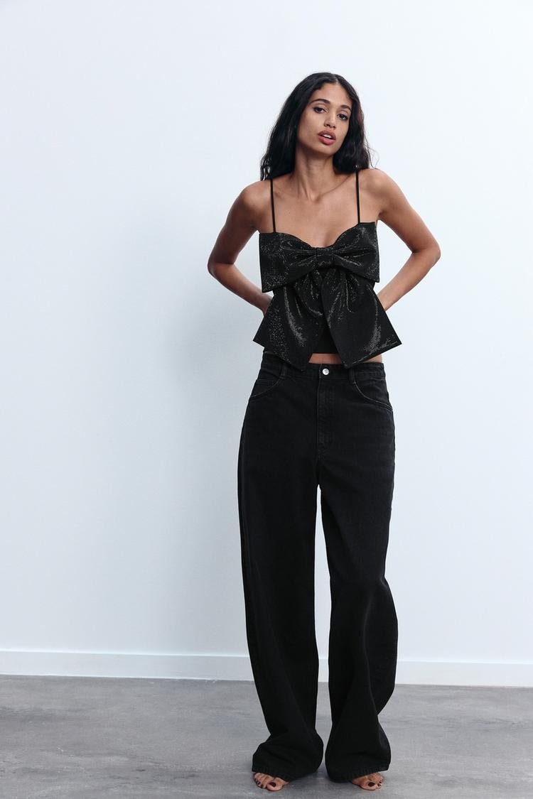 Women's Cropped Top — Bow Detail Sparkled Design - Hudson Harper - Women Top