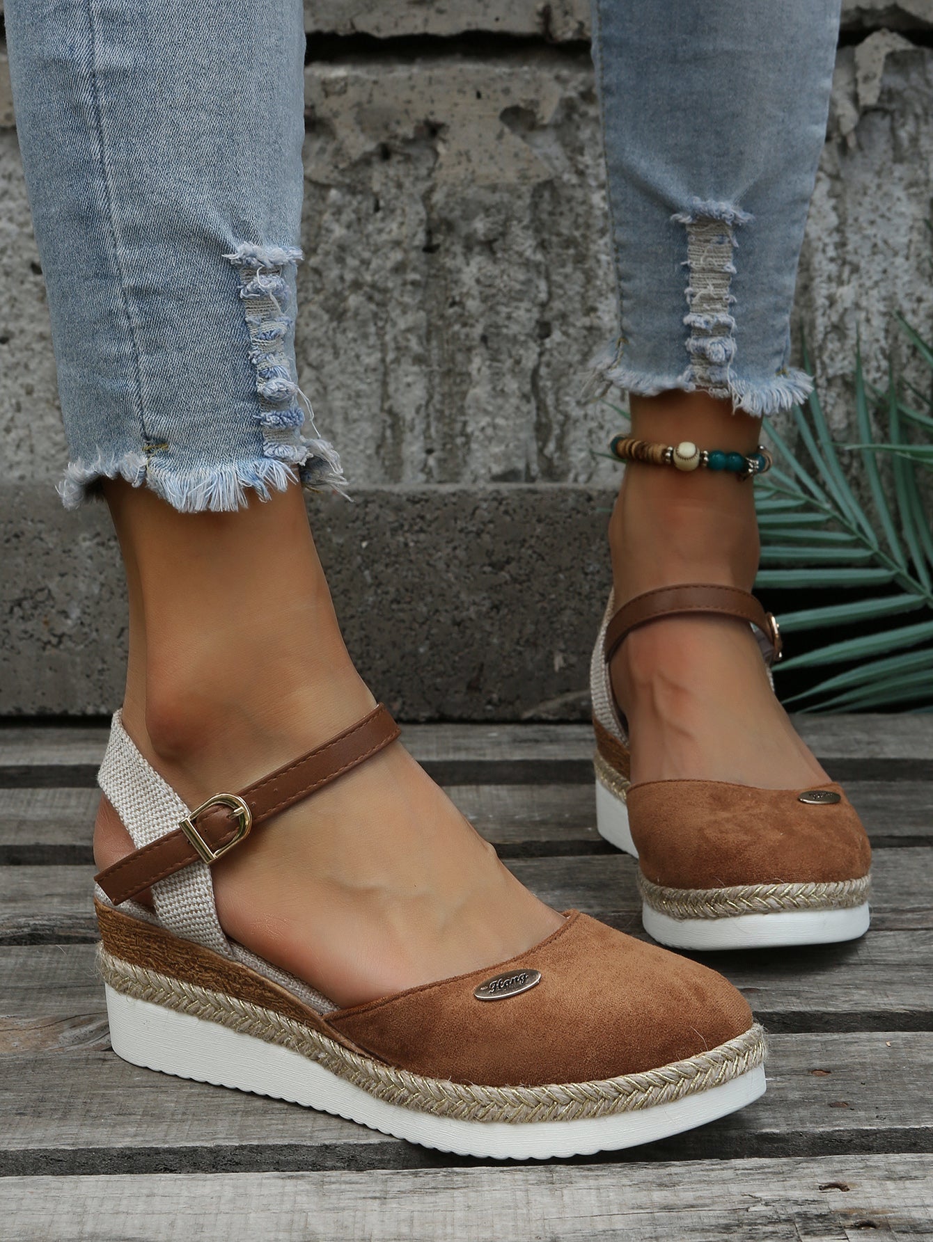 Women's Espadrille Sandals — Rounded Toe Ankle Strap Design - Hudson Harper - Women Sandals