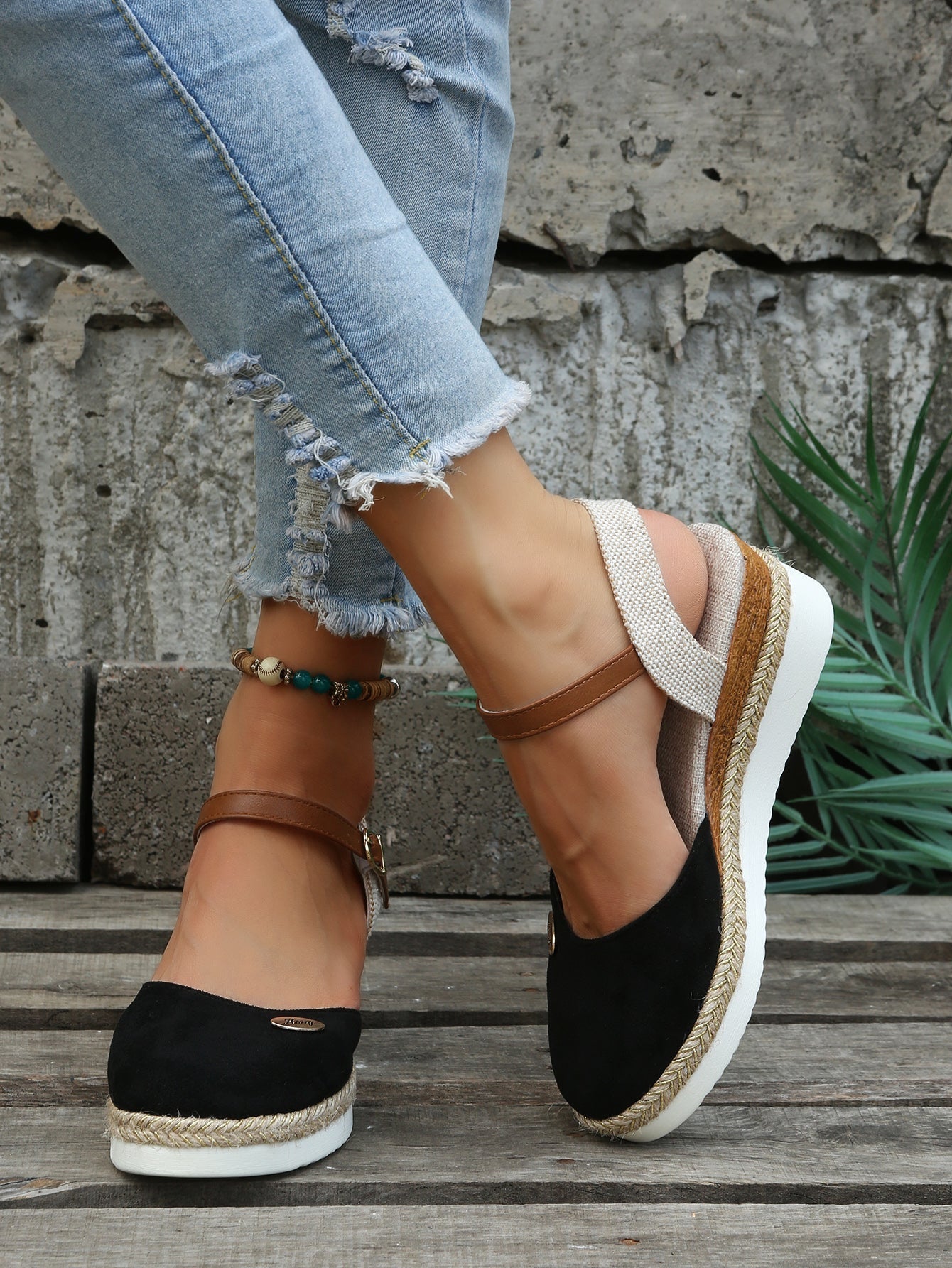 Women's Espadrille Sandals — Rounded Toe Ankle Strap Design - Hudson Harper - Women Sandals