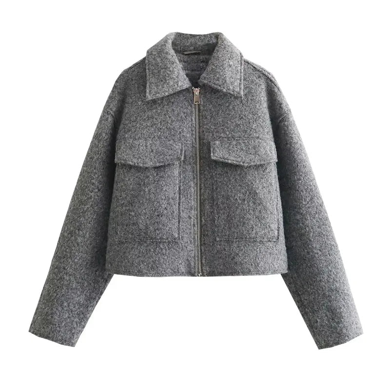 Women's Jacket — Cropped Length Long Sleeves Zip Fastening - Hudson Harper - Women Jacket