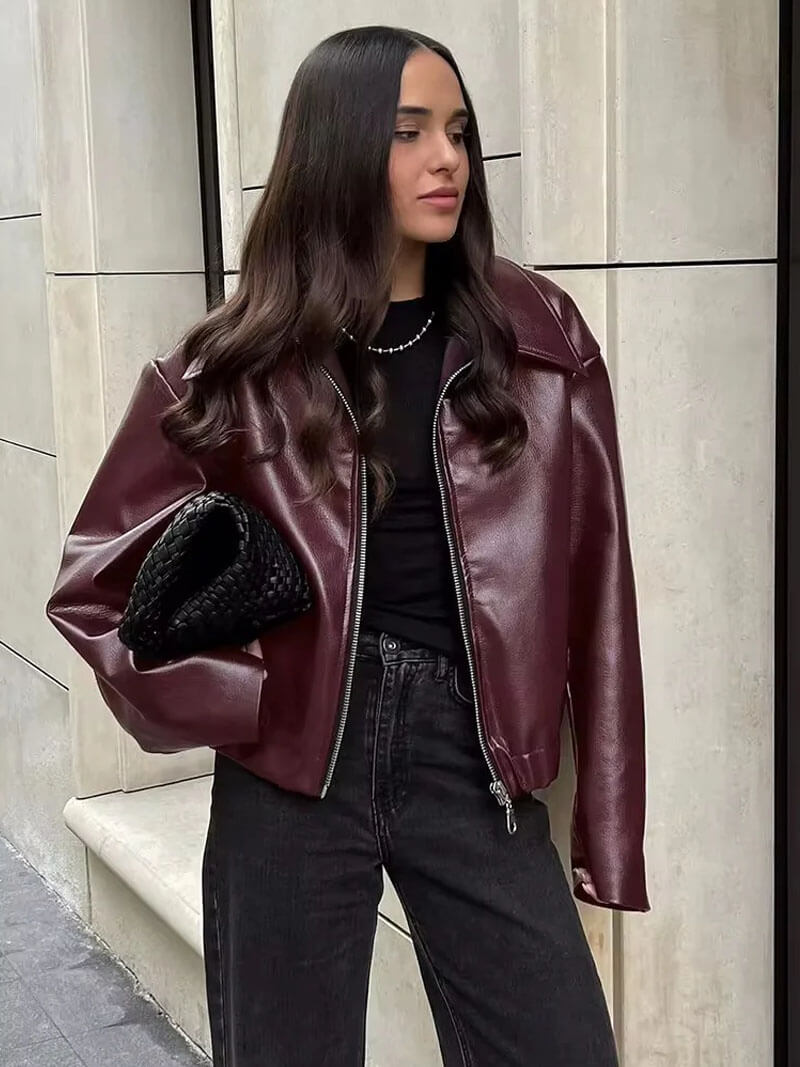 Women's Jacket — Front Zipper Closure Collared Neckline - Hudson Harper - Women Jacket