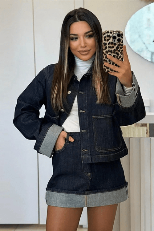 Women's Jacket & Skirt Set — Cropped Fit High Waist Mini Skirt - Hudson Harper - Women Set