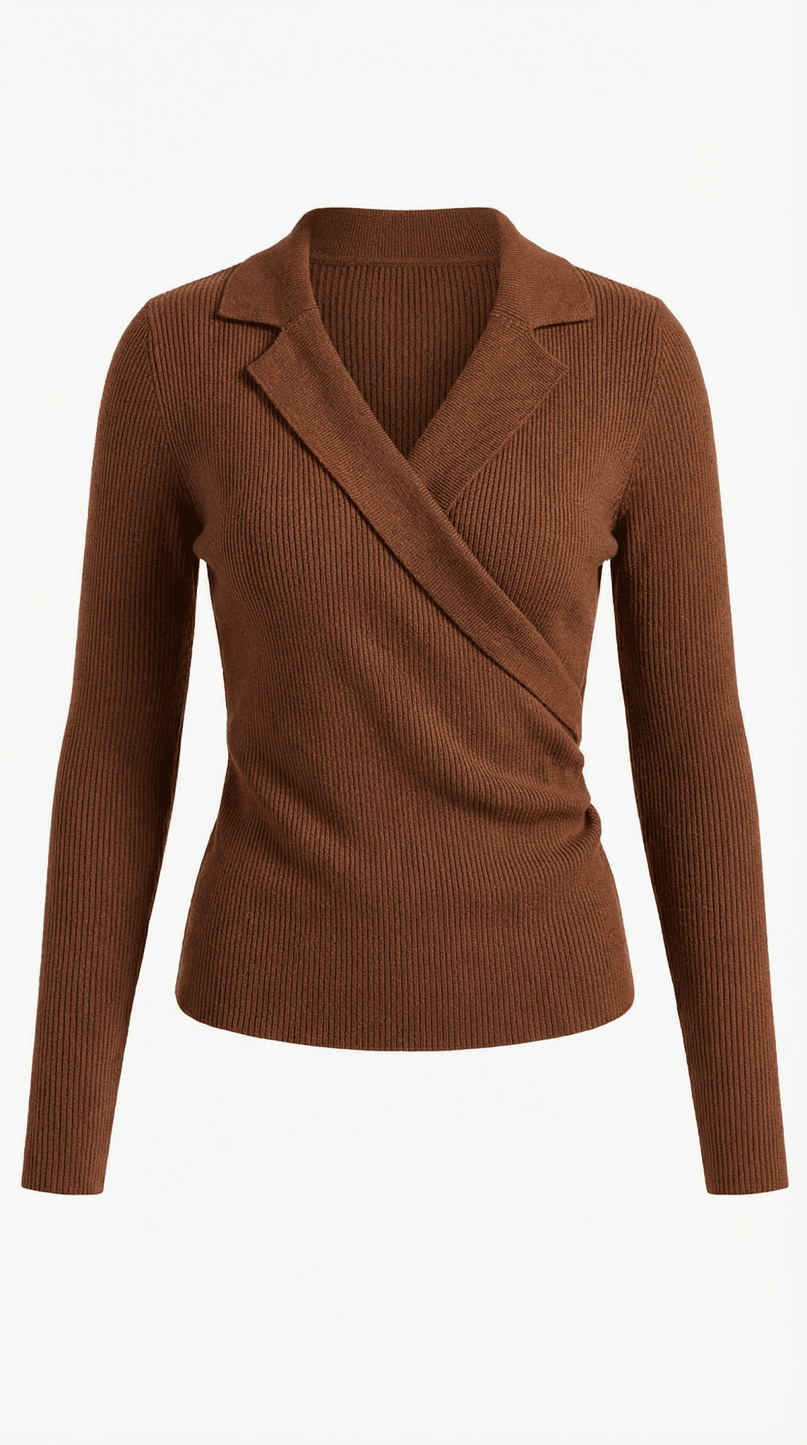Women's Jumper — Close Fit Wrap Neckline Collar Design - Hudson Harper - Women Sweater