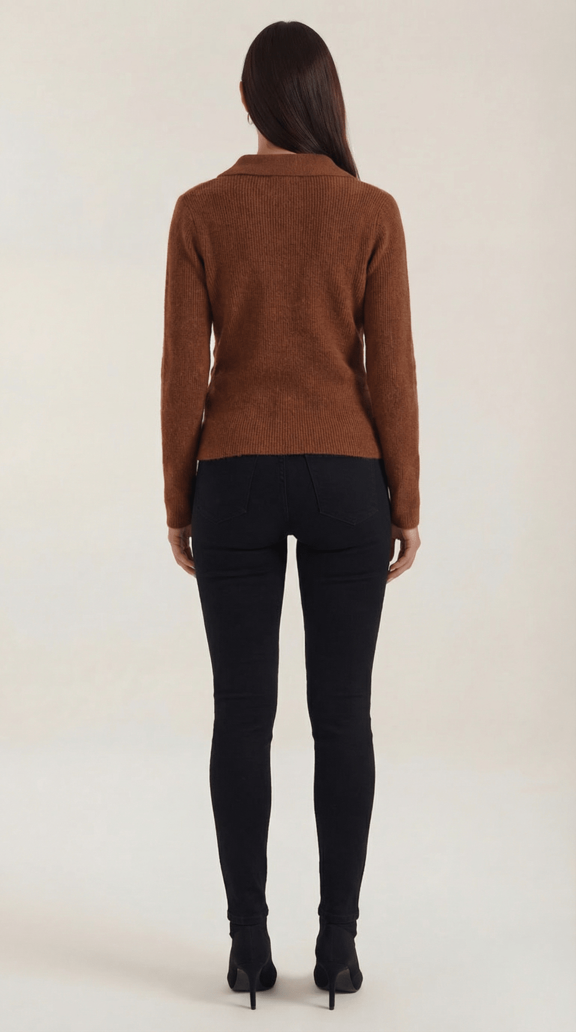 Women's Jumper — Close Fit Wrap Neckline Collar Design - Hudson Harper - Women Sweater