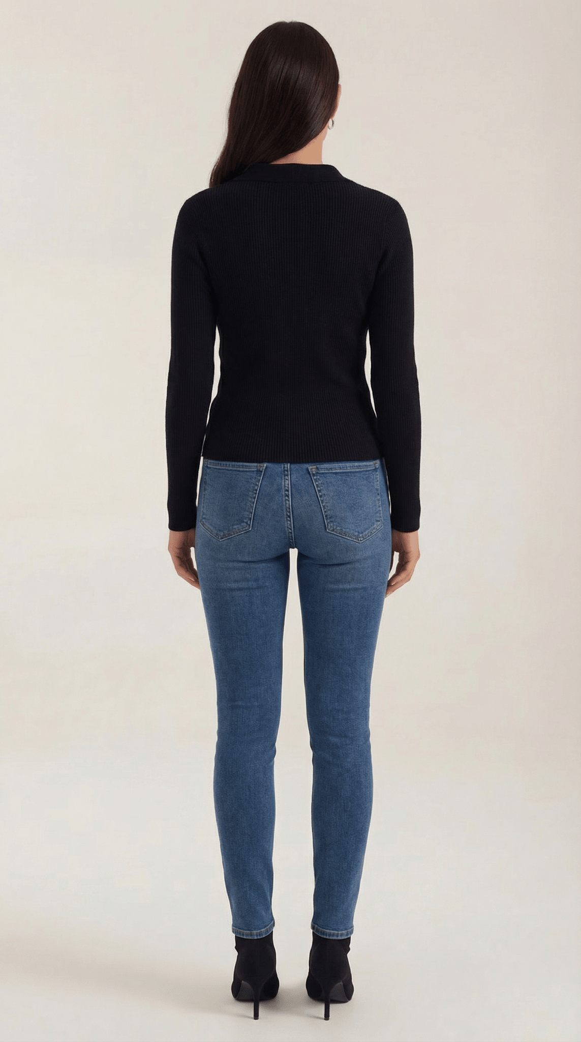 Women's Jumper — Close Fit Wrap Neckline Collar Design - Hudson Harper - Women Sweater