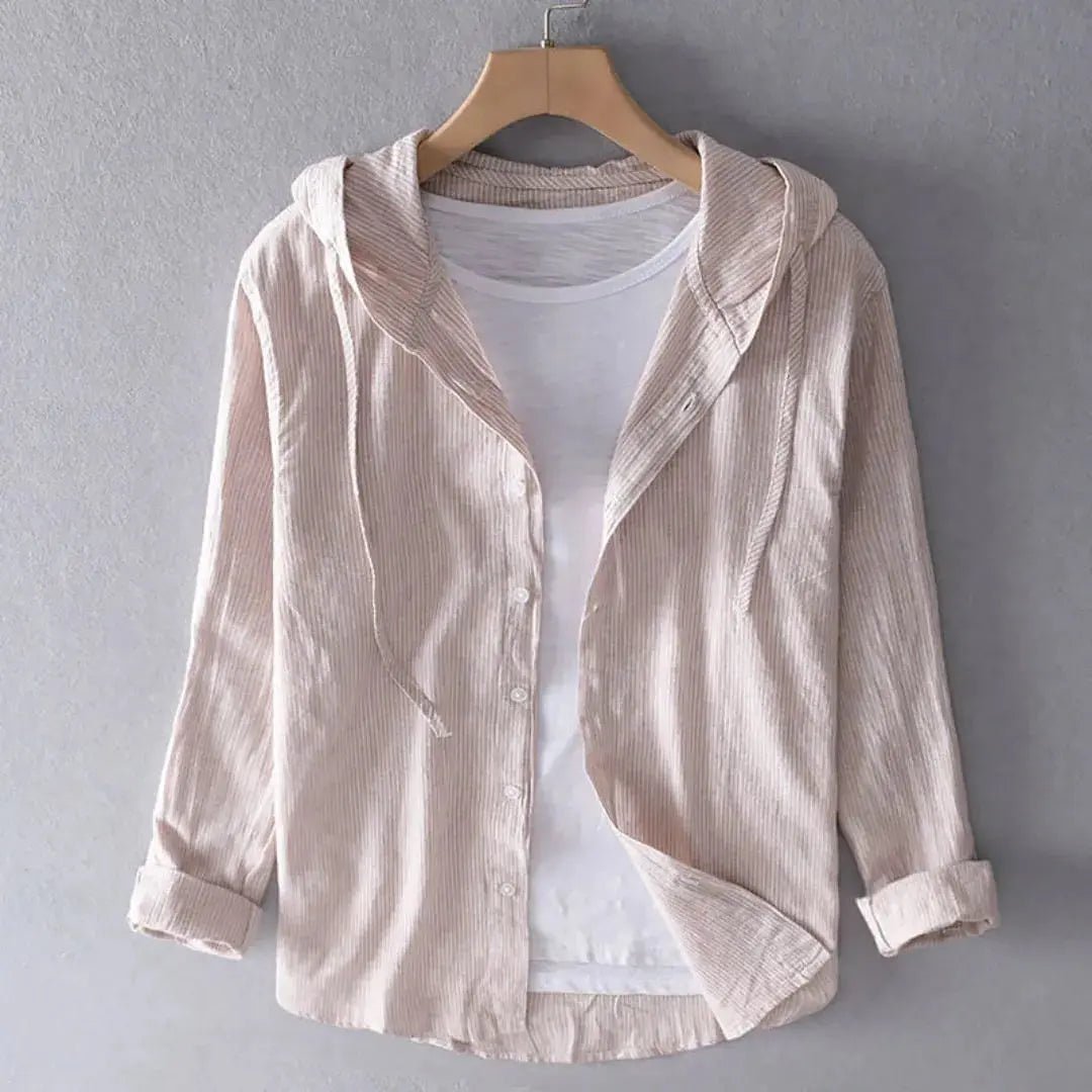 Women's Linen Shirt - Regular Fit Long Sleeve Button Closure - Hudson Harper - Women Top