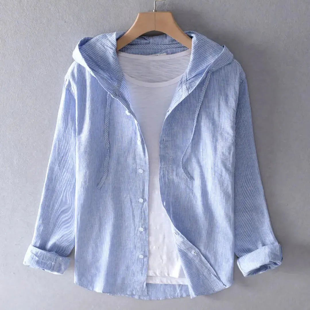 Women's Linen Shirt - Regular Fit Long Sleeve Button Closure - Hudson Harper - Women Top