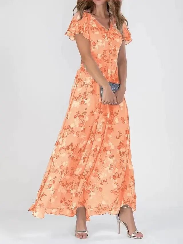 Women's Maxi Dress — One - Shoulder Neckline Bow Detail Design - Hudson Harper - Women Maxi Dress