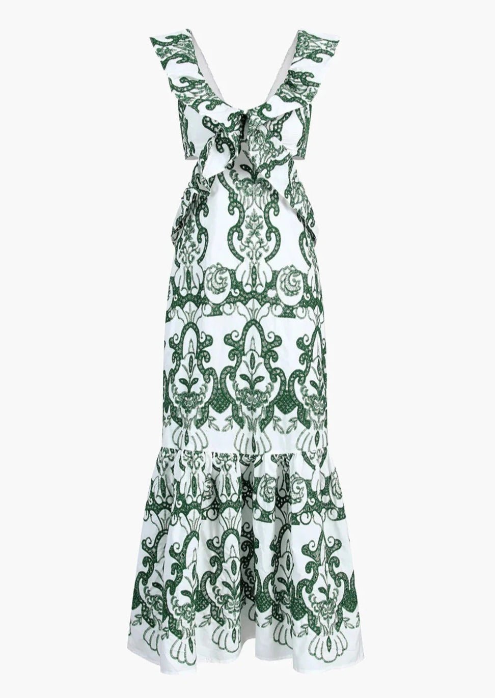Women's Maxi Dress — Plunging Neckline Open Back Embroidered - Hudson Harper - Women Maxi Dress