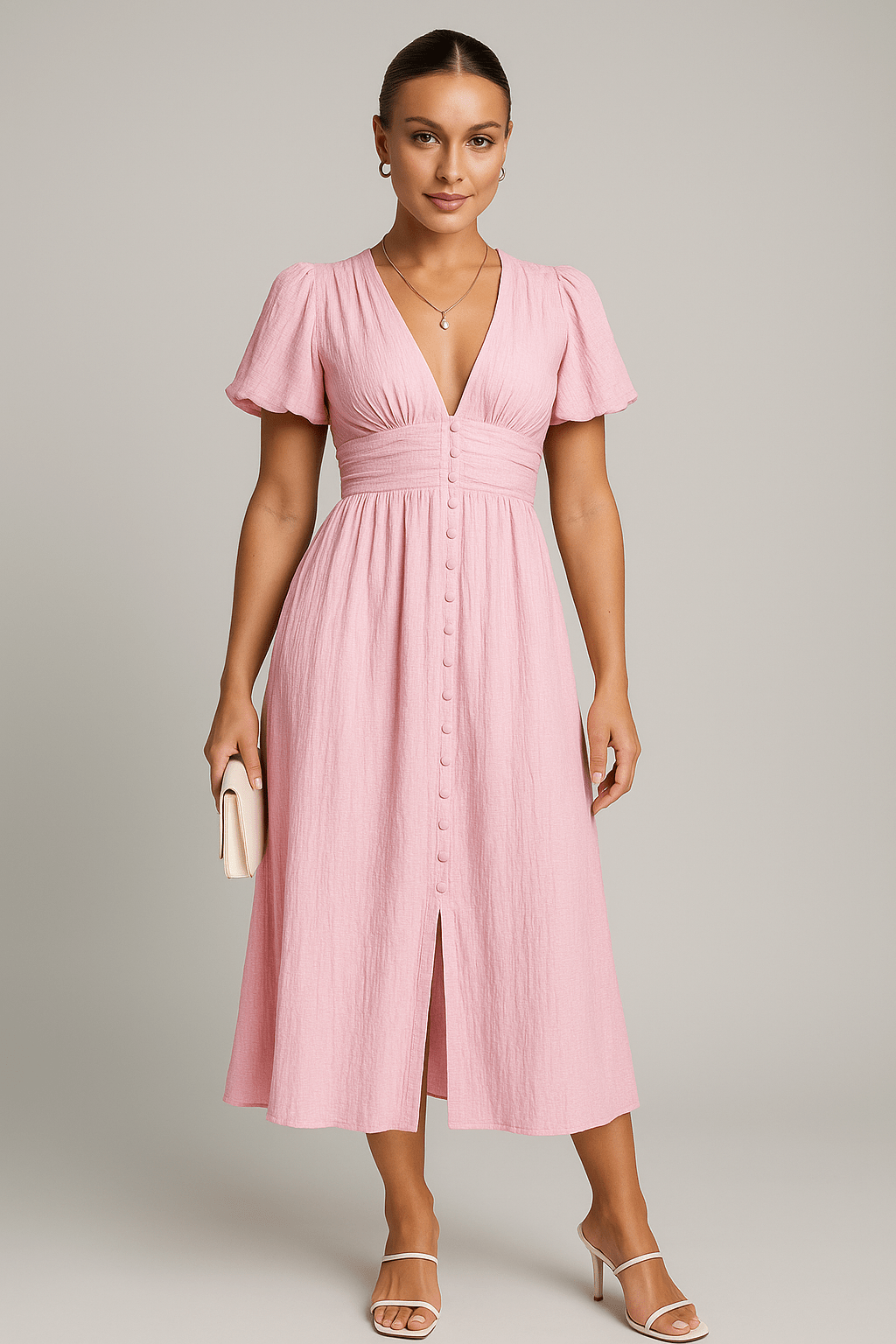 Women's Maxi Dress — Short Sleeve Relaxed Fit Casual Design - Hudson Harper - Women Maxi Dress