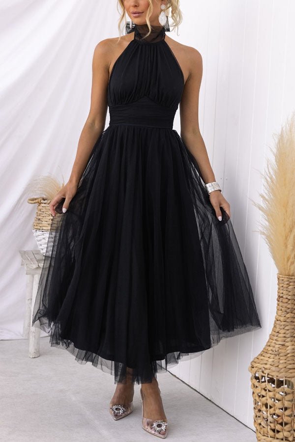 Women's Maxi Dress — Sleeveless Halter Neckline Design - Hudson Harper - Women Maxi Dress