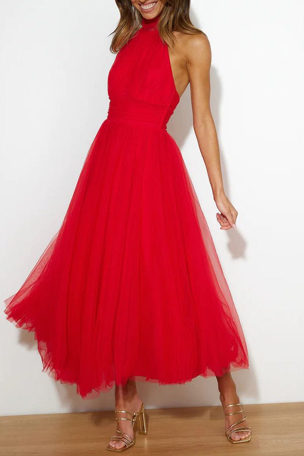 Women's Maxi Dress — Sleeveless Halter Neckline Design - Hudson Harper - Women Maxi Dress