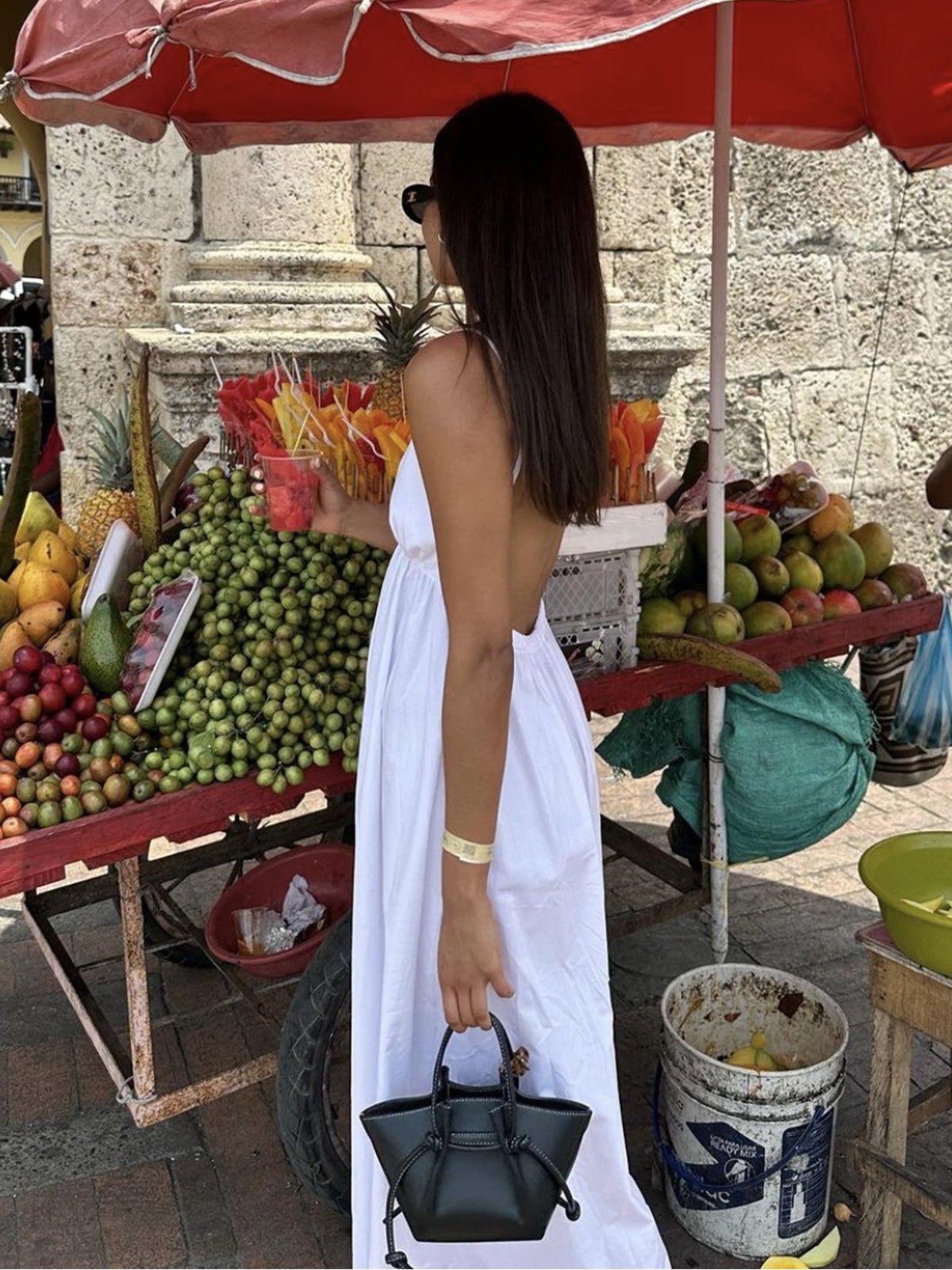 Women's Maxi Dress — V - Neck Sleeveless Open Back Full Length - Hudson Harper - Women Maxi Dress