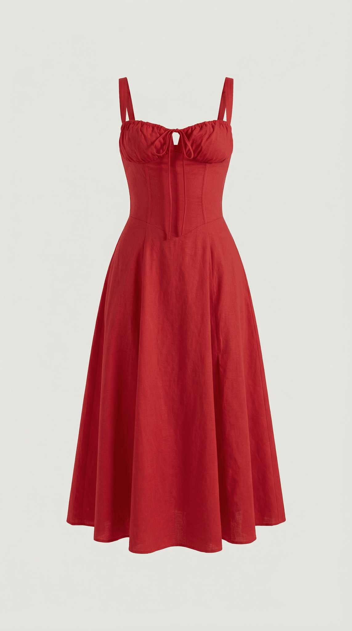Women's Midi Dress - A - Line Sweetheart Neckline Lace - Up Front - Hudson Harper - Women Midi Dress