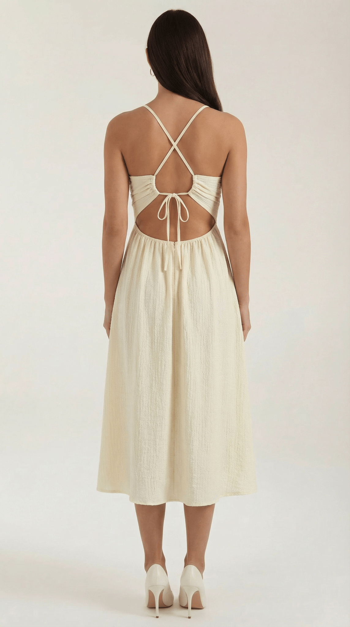 Women's Midi Dress - Adjustable Straps & Skirt Slit Detail - Hudson Harper - Women Midi Dress