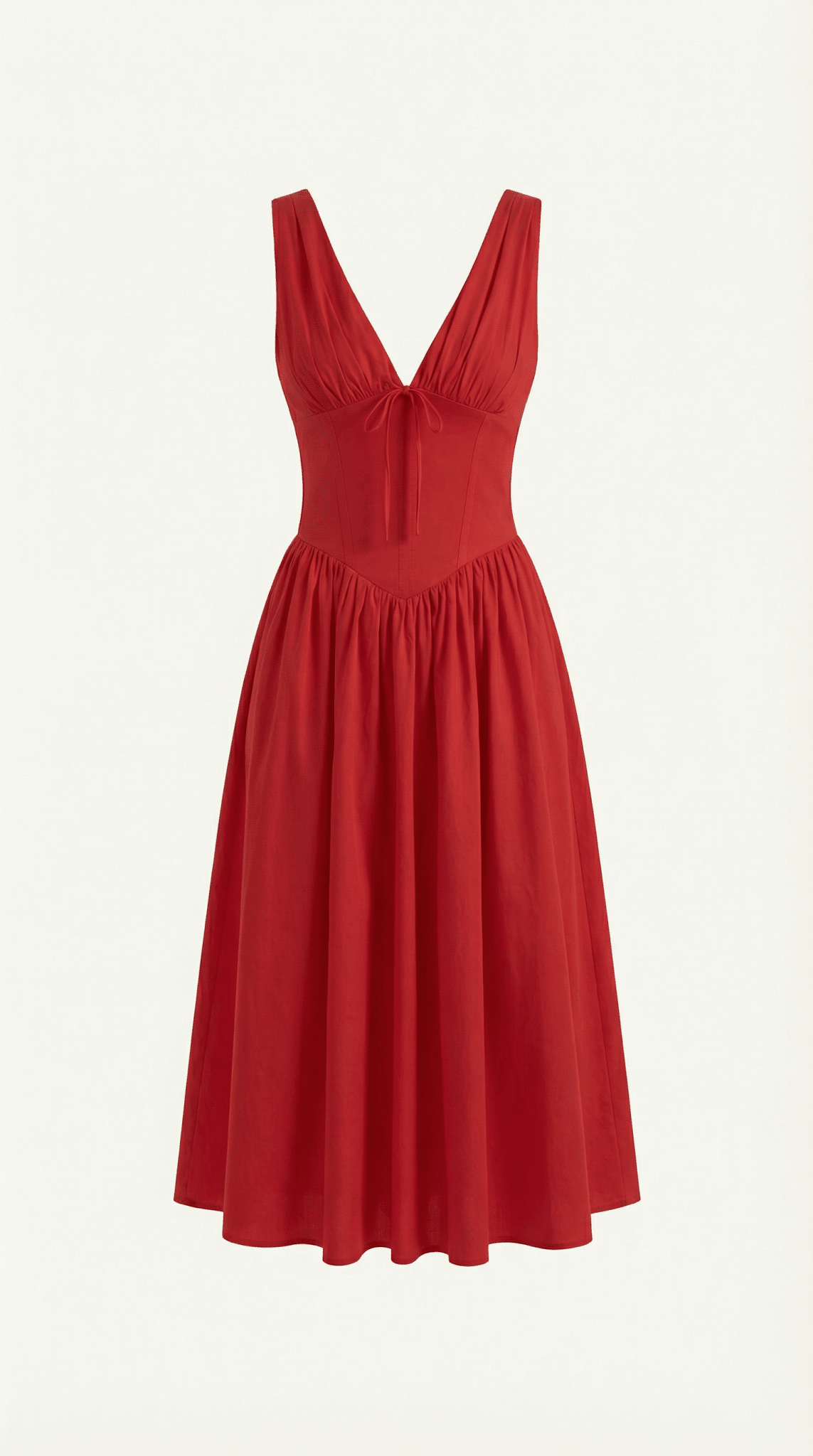 Women's Midi Dress - Fitted Bodice & V - Neckline - Hudson Harper - Women Midi Dress