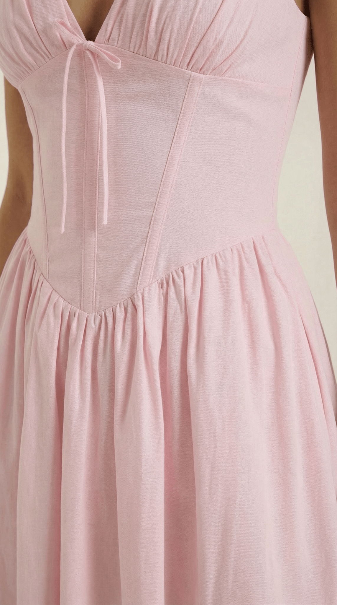 Women's Midi Dress - Fitted Bodice & V - Neckline - Hudson Harper - Women Midi Dress