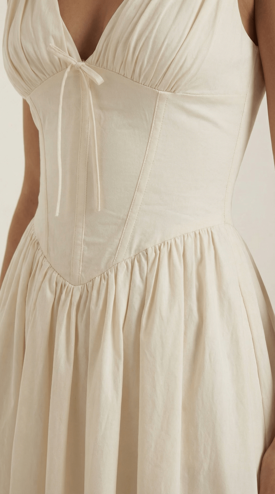 Women's Midi Dress - Fitted Bodice & V - Neckline - Hudson Harper - Women Midi Dress
