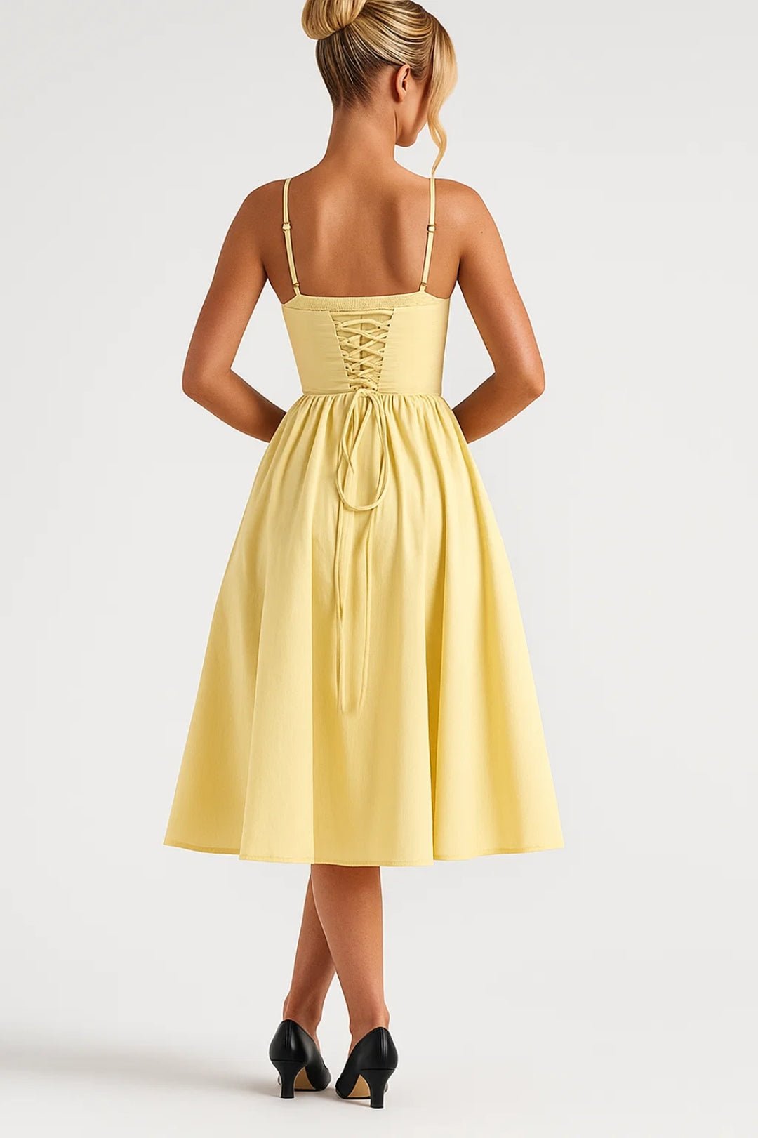 Women's Midi Dress — Spaghetti Straps Sleeveless Flared Fit - Hudson Harper - Women Midi Dress