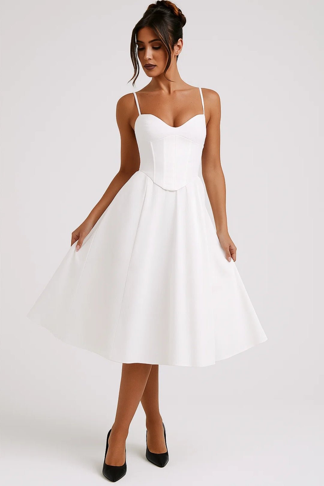 Women's Midi Dress — Spaghetti Straps Sleeveless Flared Fit - Hudson Harper - Women Midi Dress