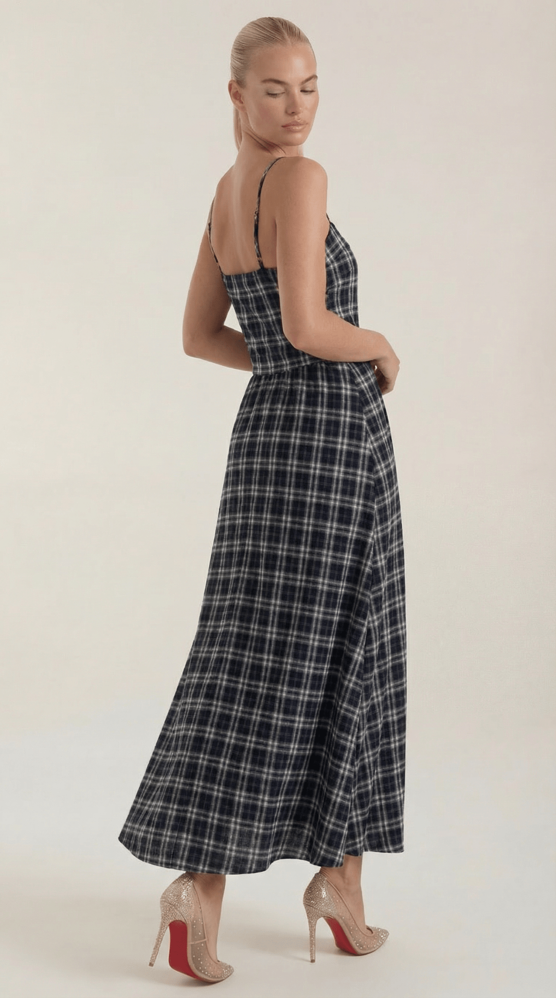 Women's Midi Dress - Square Neckline Sleeveless Loose Fit - Hudson Harper - Women Midi Dress