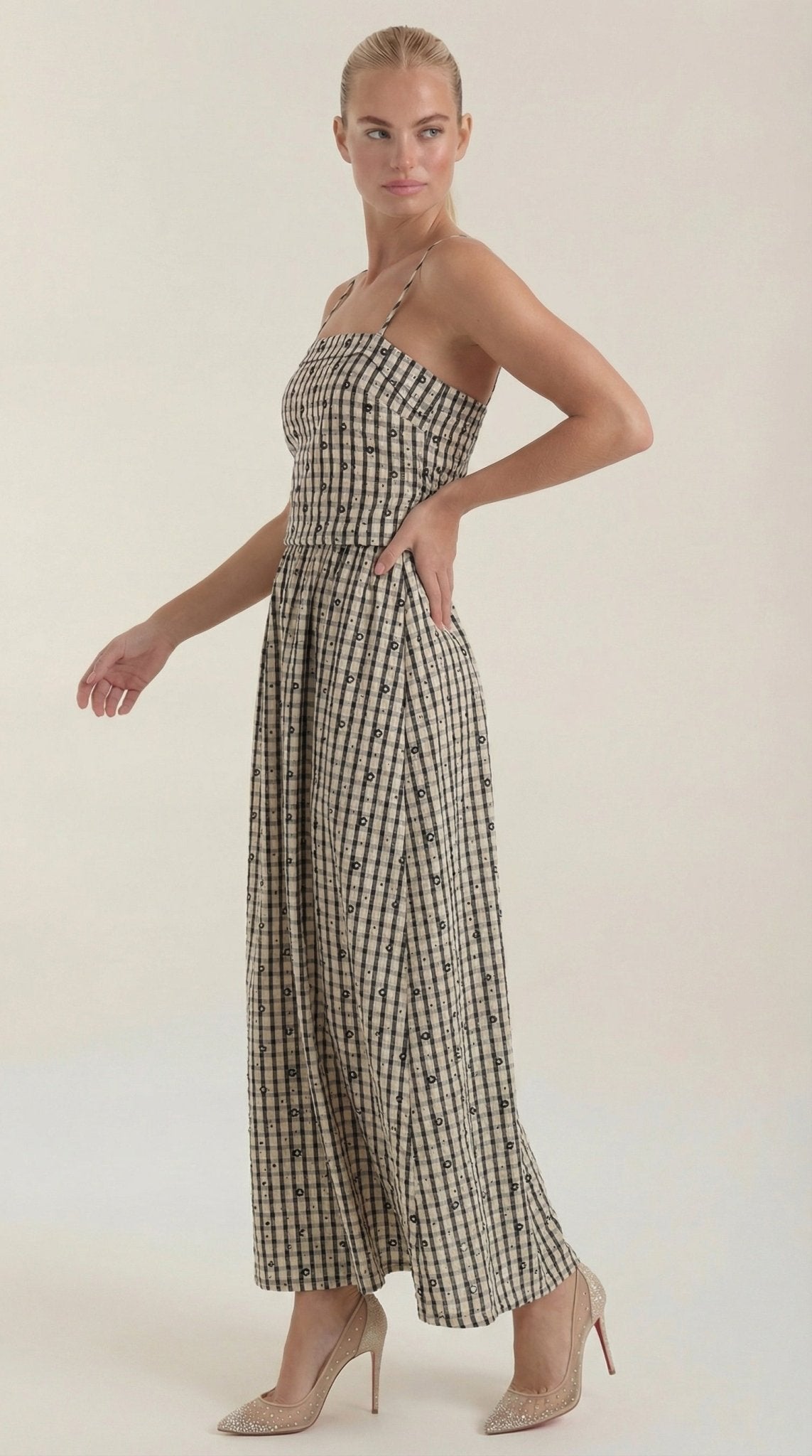 Women's Midi Dress - Square Neckline Sleeveless Loose Fit - Hudson Harper - Women Midi Dress