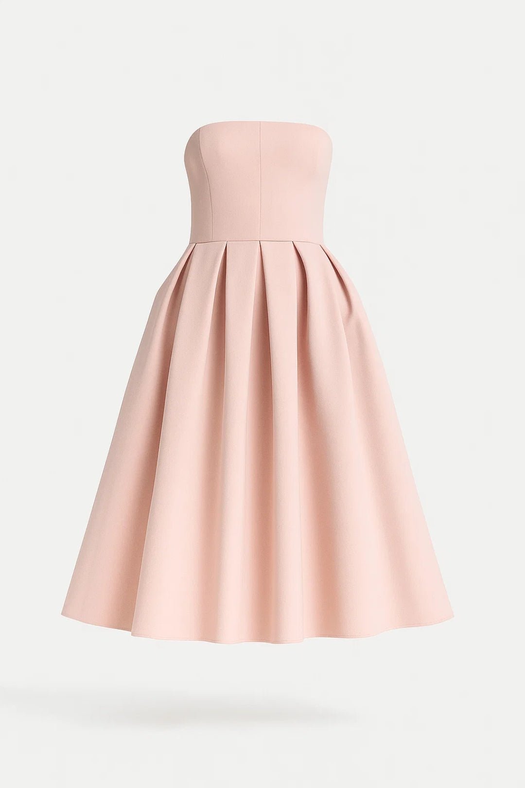 Women's Midi Dress — Strapless Fitted Bodice Flared Skirt Design - Hudson Harper - Women Midi Dress