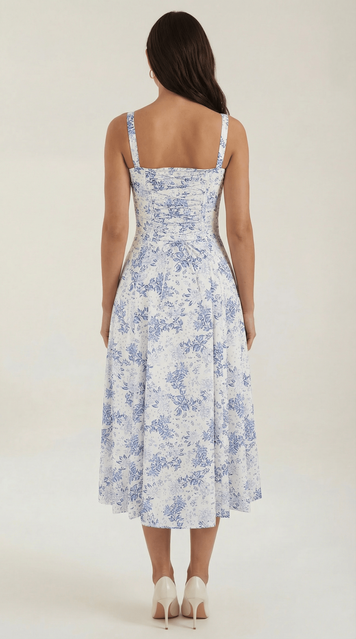 Women's Midi Dress - Sweetheart Neckline Lace - Up Structured Fit - Hudson Harper - Women Midi Dress