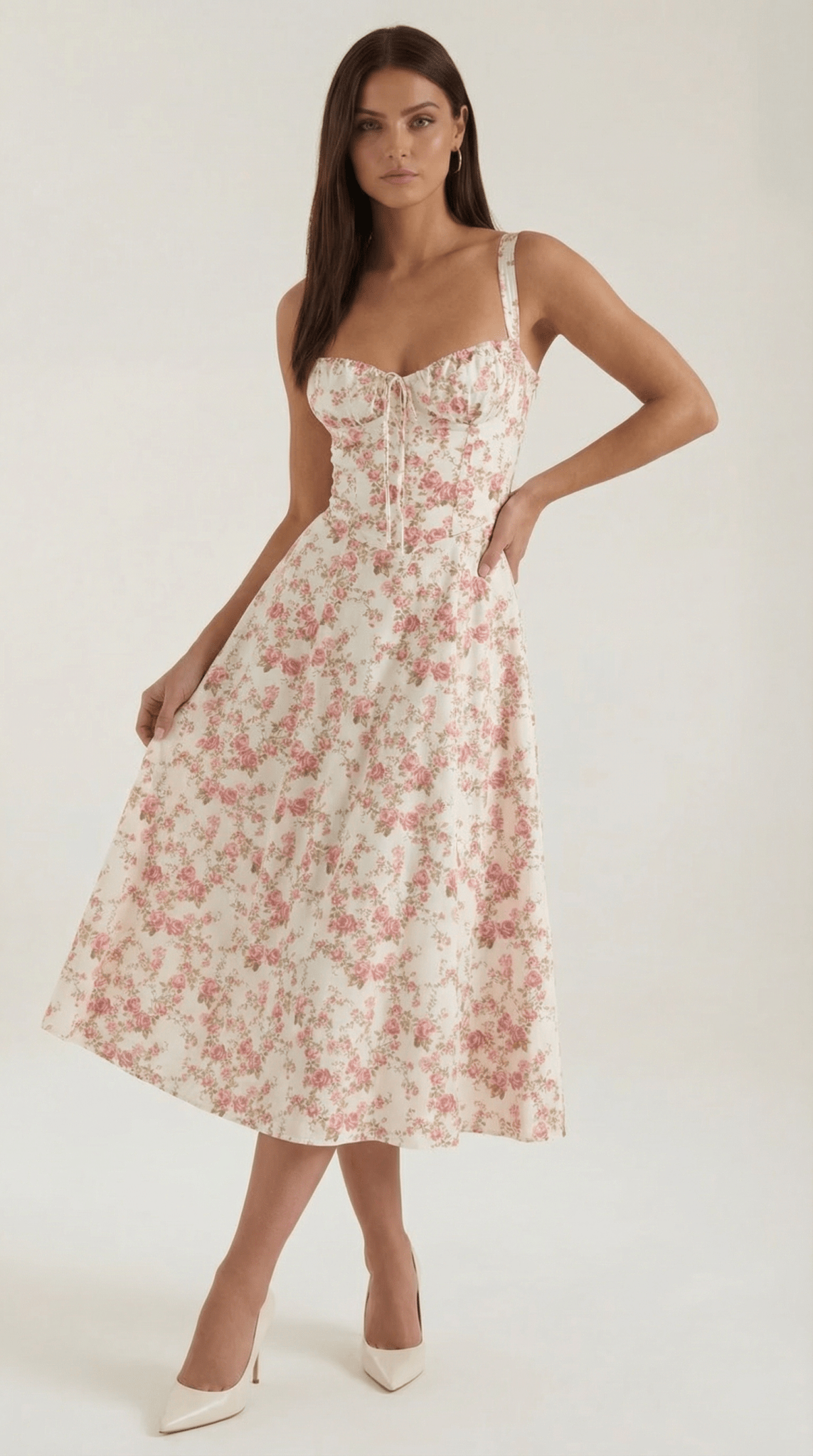 Women's Midi Dress - Sweetheart Neckline Lace - Up Structured Fit - Hudson Harper - Women Midi Dress