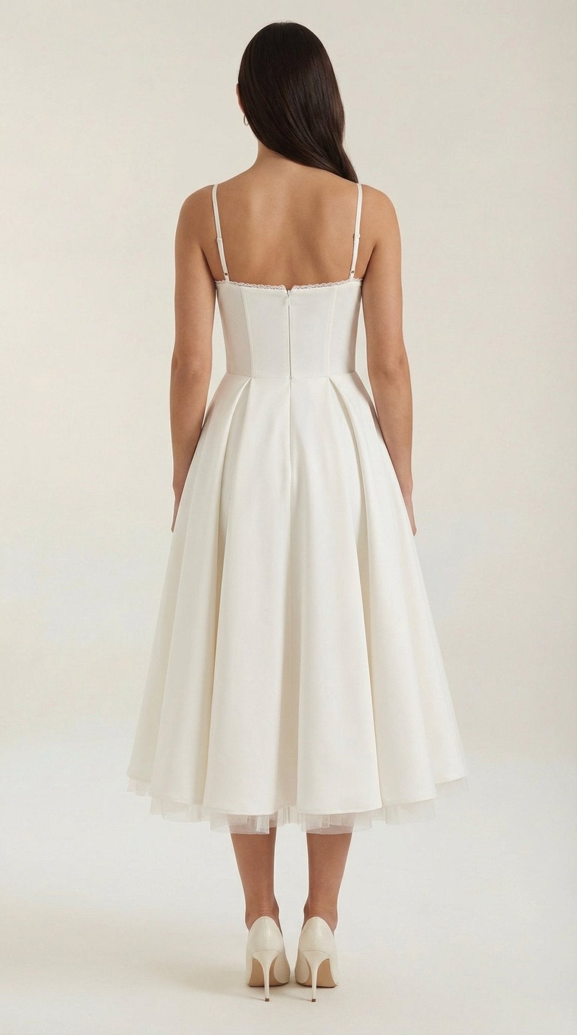 Women's Midi Dress - Sweetheart Neckline & Spaghetti Straps - Hudson Harper - Women Midi Dress