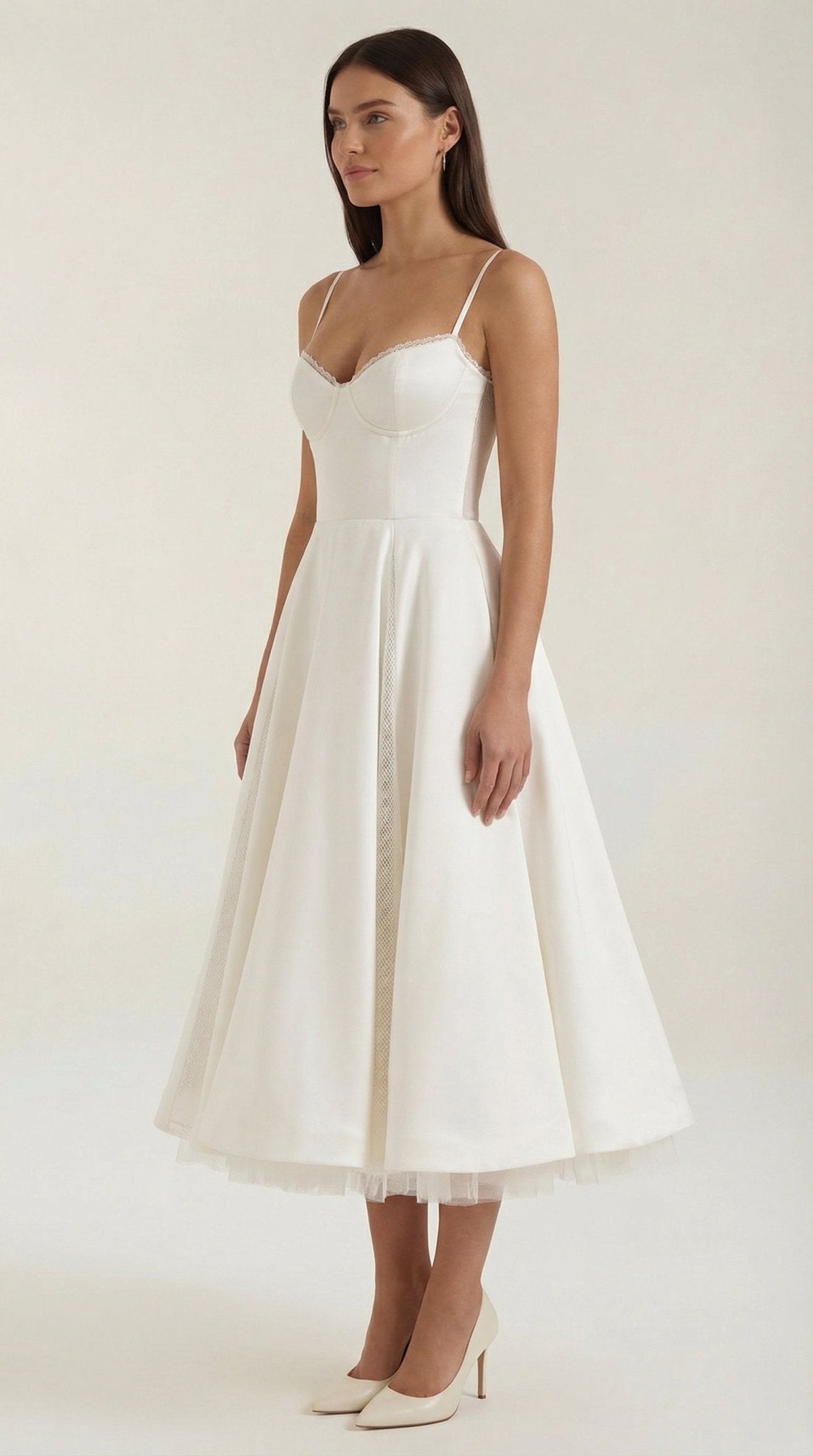 Women's Midi Dress - Sweetheart Neckline & Spaghetti Straps - Hudson Harper - Women Midi Dress