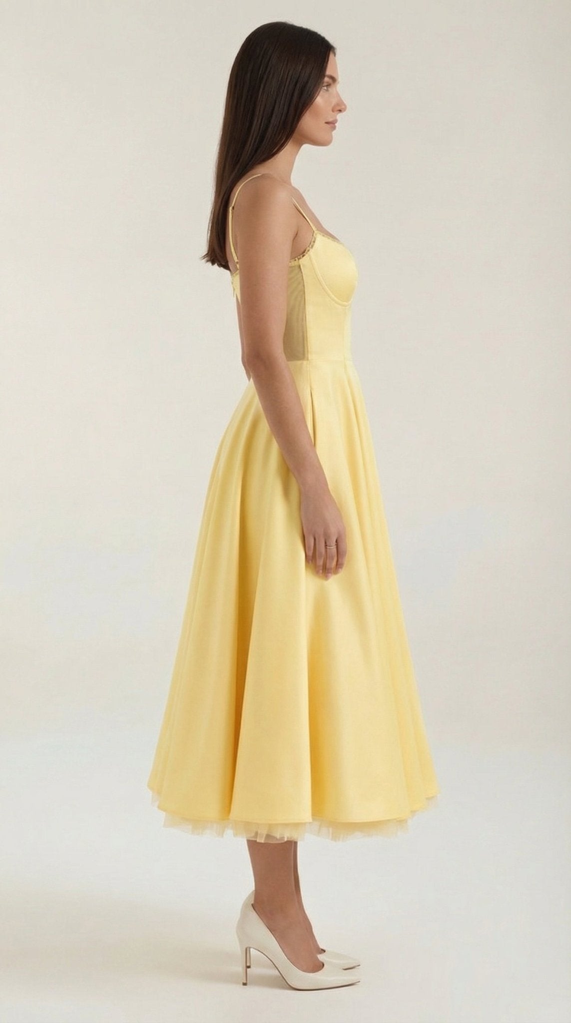 Women's Midi Dress - Sweetheart Neckline & Spaghetti Straps - Hudson Harper - Women Midi Dress