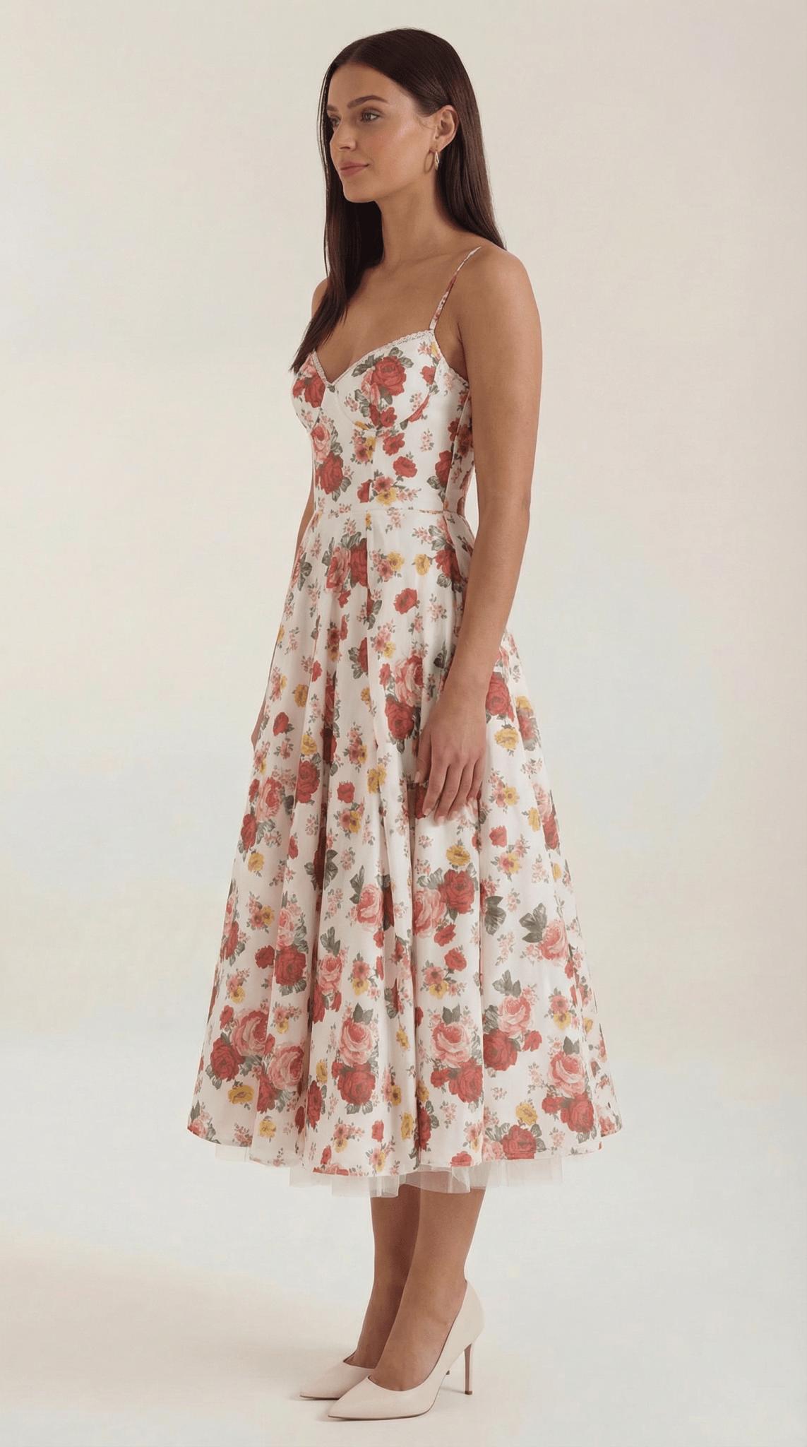 Women's Midi Dress - Sweetheart Neckline & Spaghetti Straps - Hudson Harper - Women Midi Dress