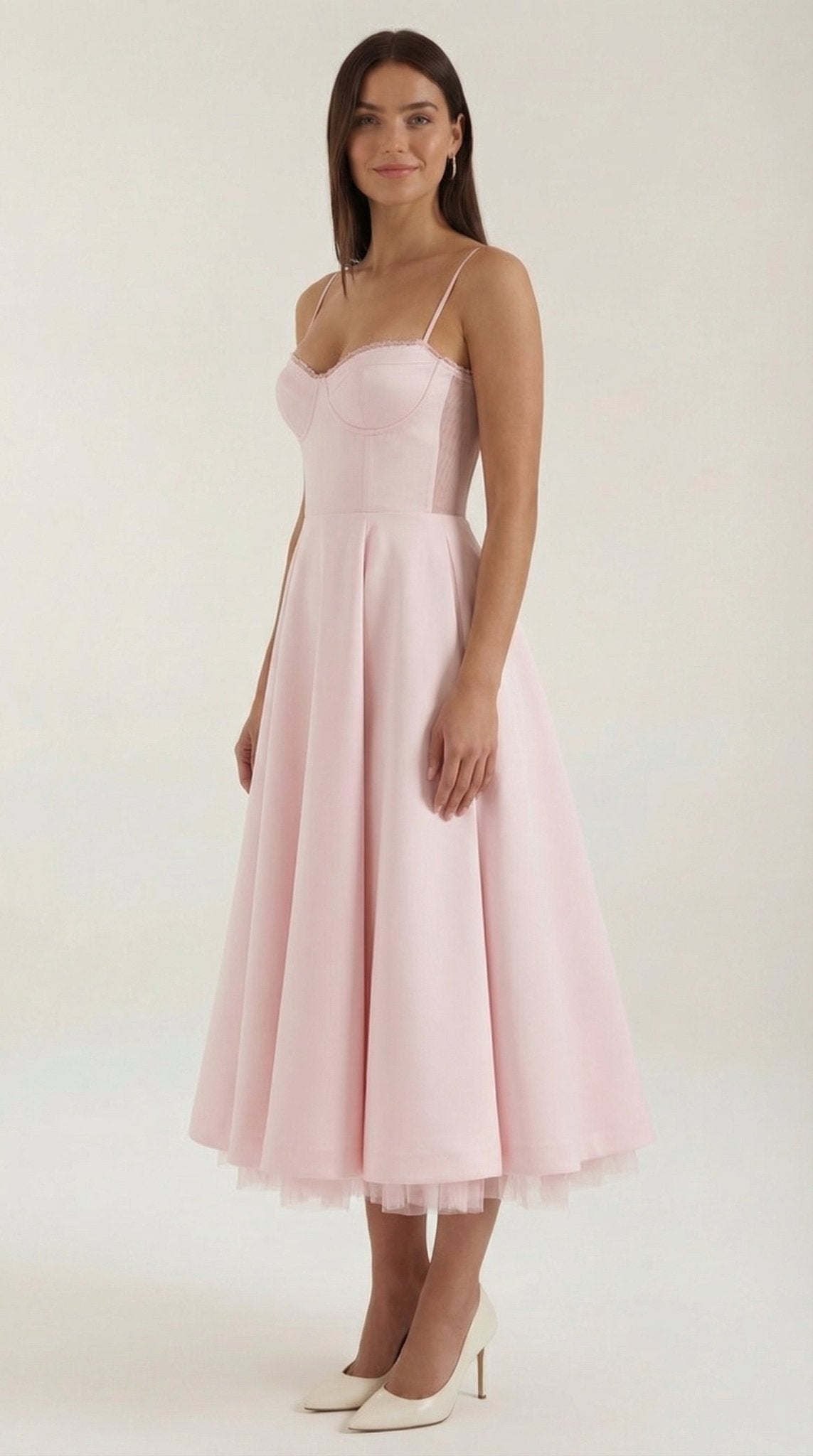 Women's Midi Dress - Sweetheart Neckline & Spaghetti Straps - Hudson Harper - Women Midi Dress
