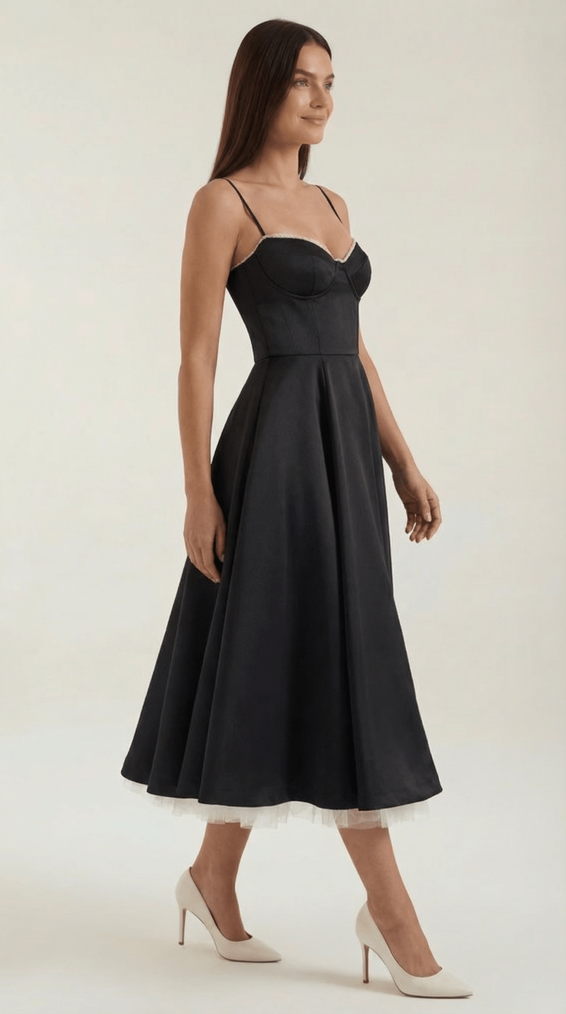 Women's Midi Dress - Sweetheart Neckline & Spaghetti Straps - Hudson Harper - Women Midi Dress